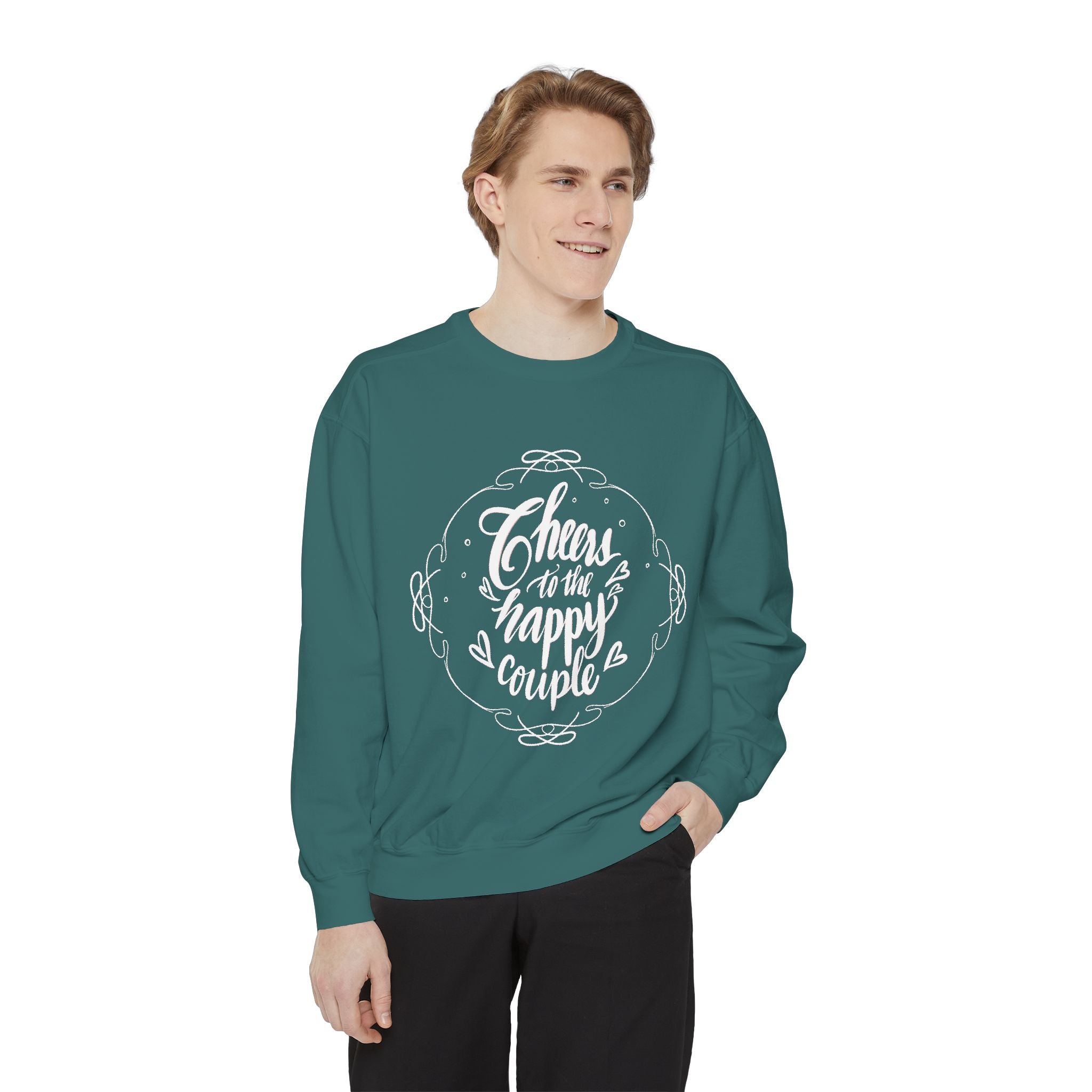 CHEERS TO THE HAPPY COUPLE Unisex Garment-Dyed Sweatshirt