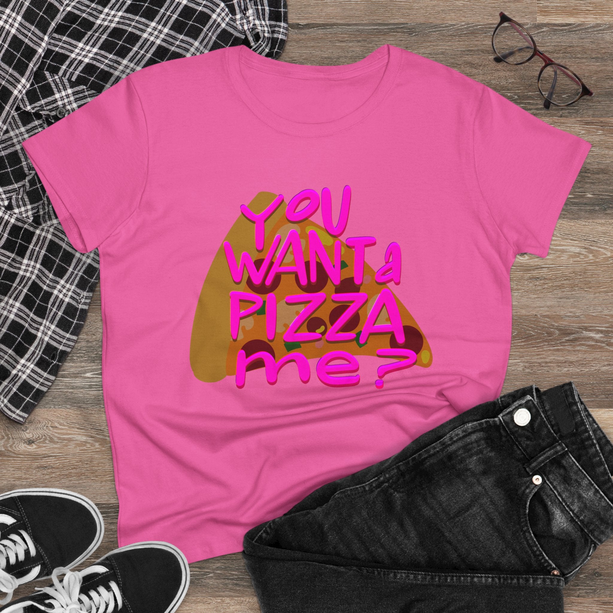 Pizza Quote Tee - Casual Cotton Shirt