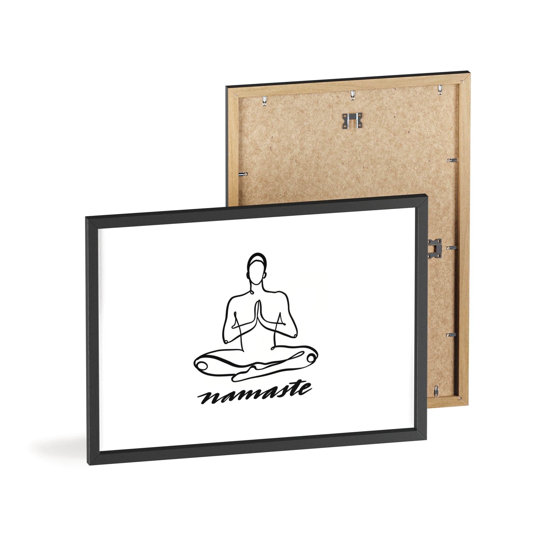Meditation Art Poster with Wooden Frame - Namaste Decor for Mindfulness and Wellness
