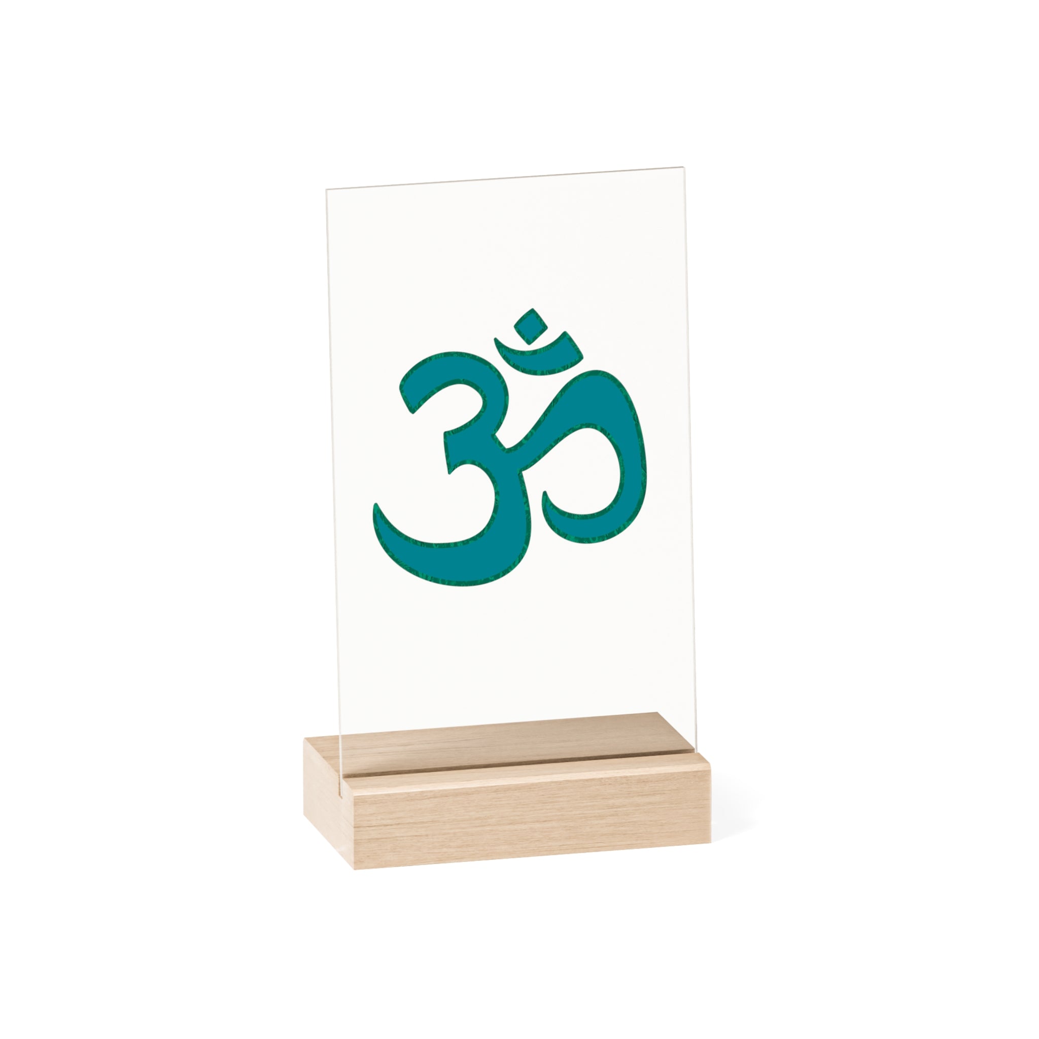 Inspirational Acrylic OM Sign with Wooden Stand - Spiritual Home Decor