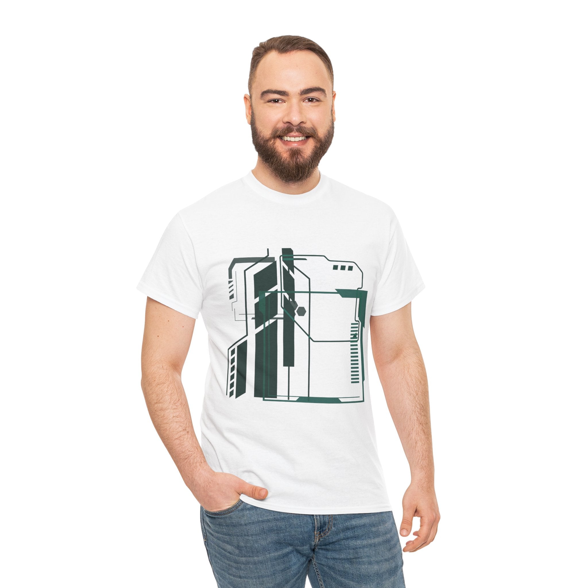 Futuristic Graphic Tee, Unisex Heavy Cotton, Sci-Fi Shirt, Gift for Tech Lovers, Casual Wear, Streetwear Style, Unique Design