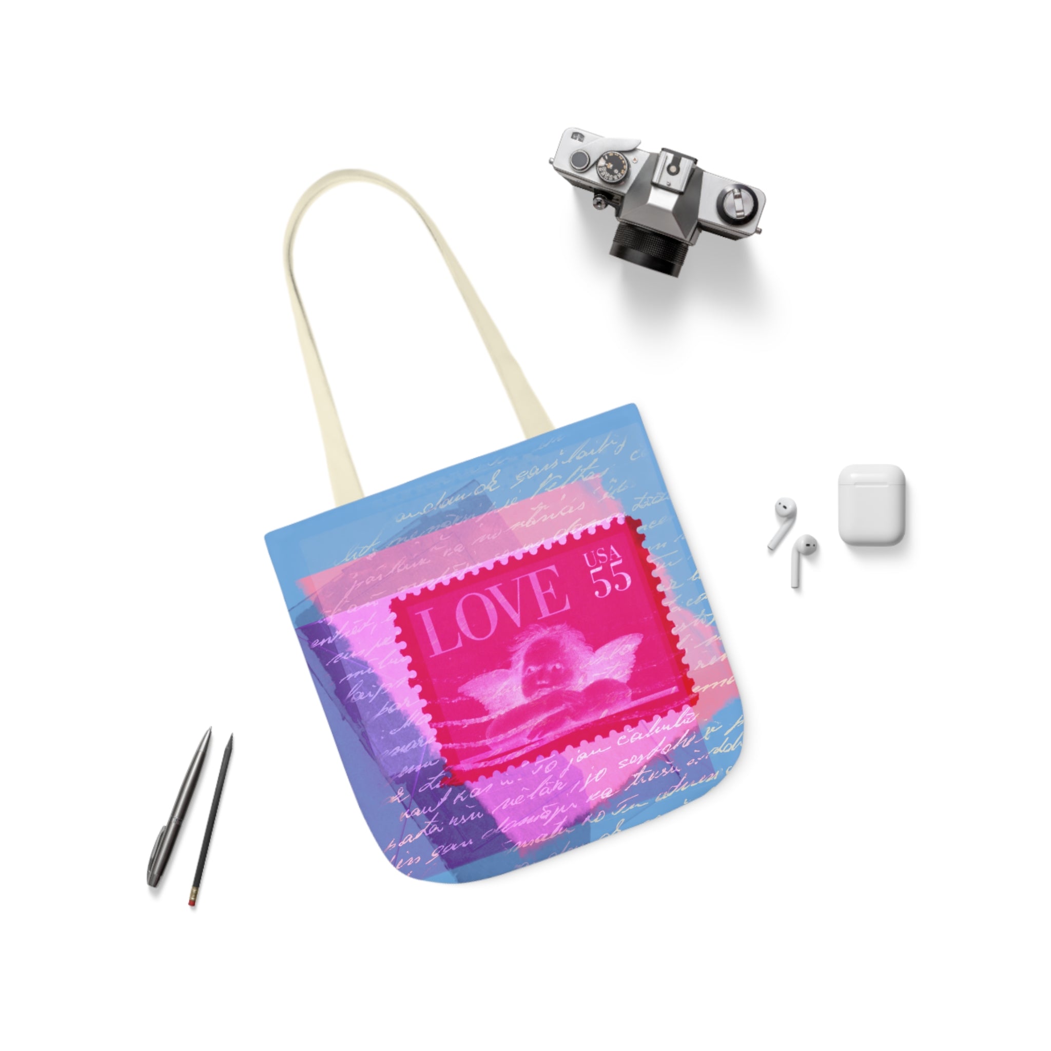 LOVE FOR SALE Canvas Tote Bag, 5-Color Straps