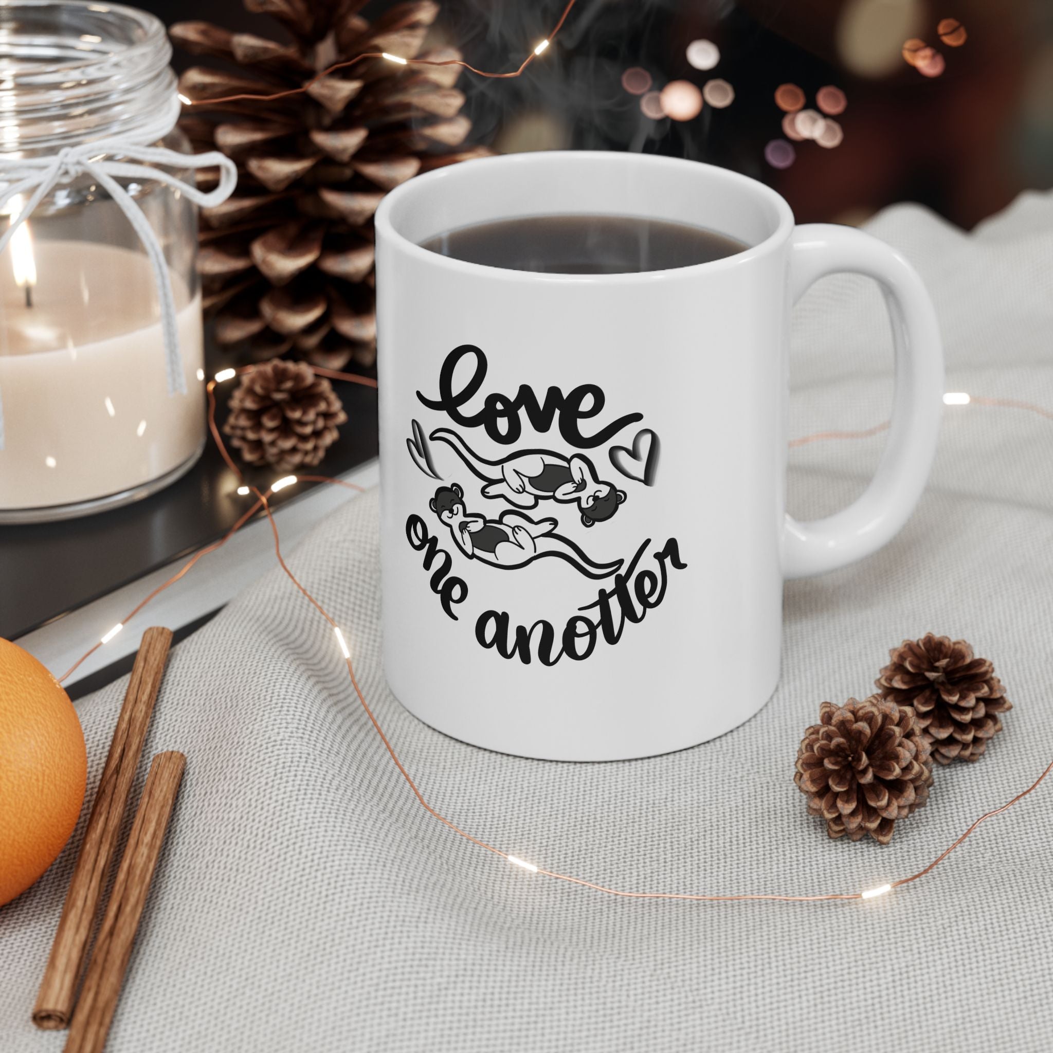 Love One Anotter Ceramic Mug — Inspirational Script Coffee Cup (11oz)