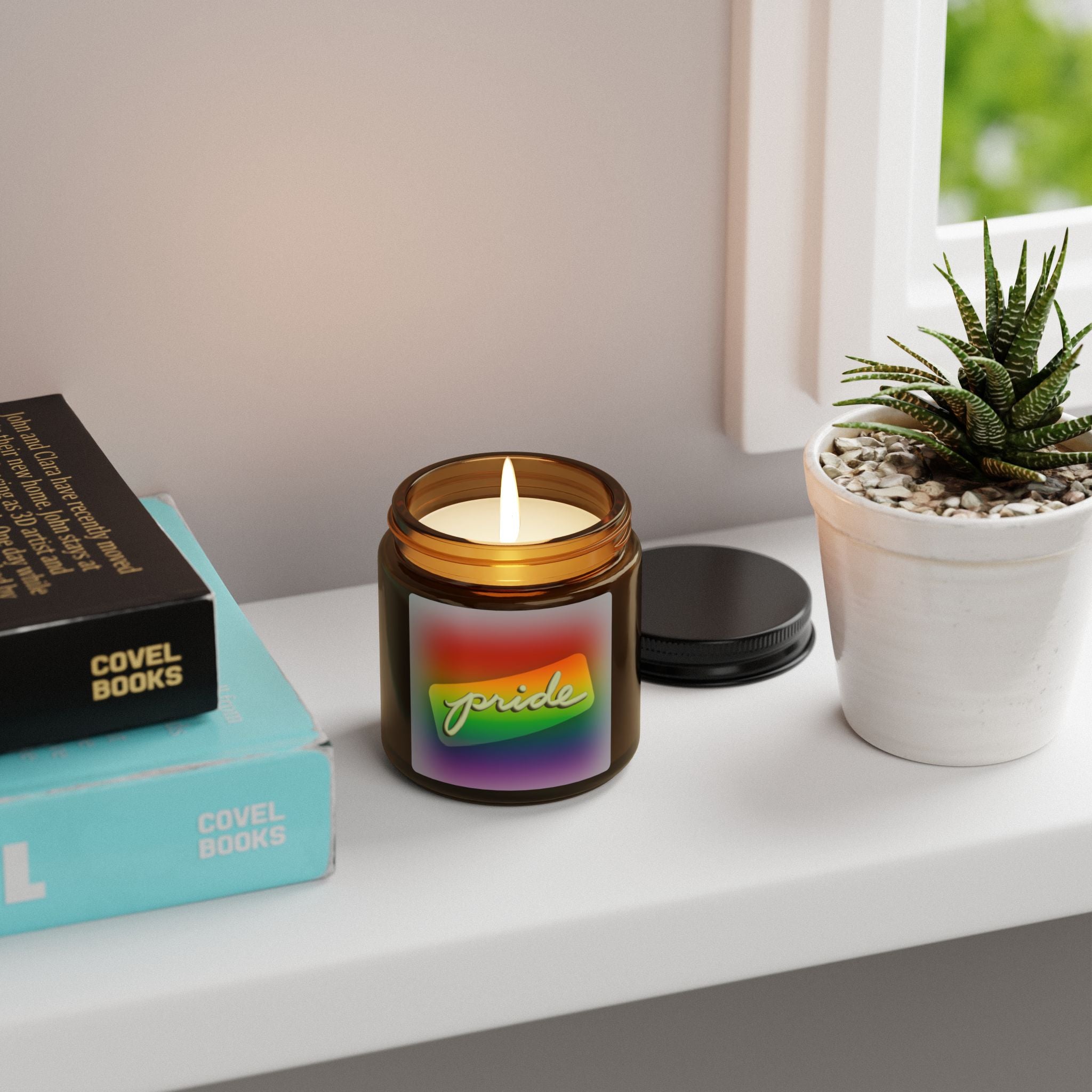 Rainbow Pride Scented Soy Candle | Eco-Friendly Amber Jar | Gift for LGBTQ+ Allies & Celebrations | Home Decor, Relaxation, Aromatherapy