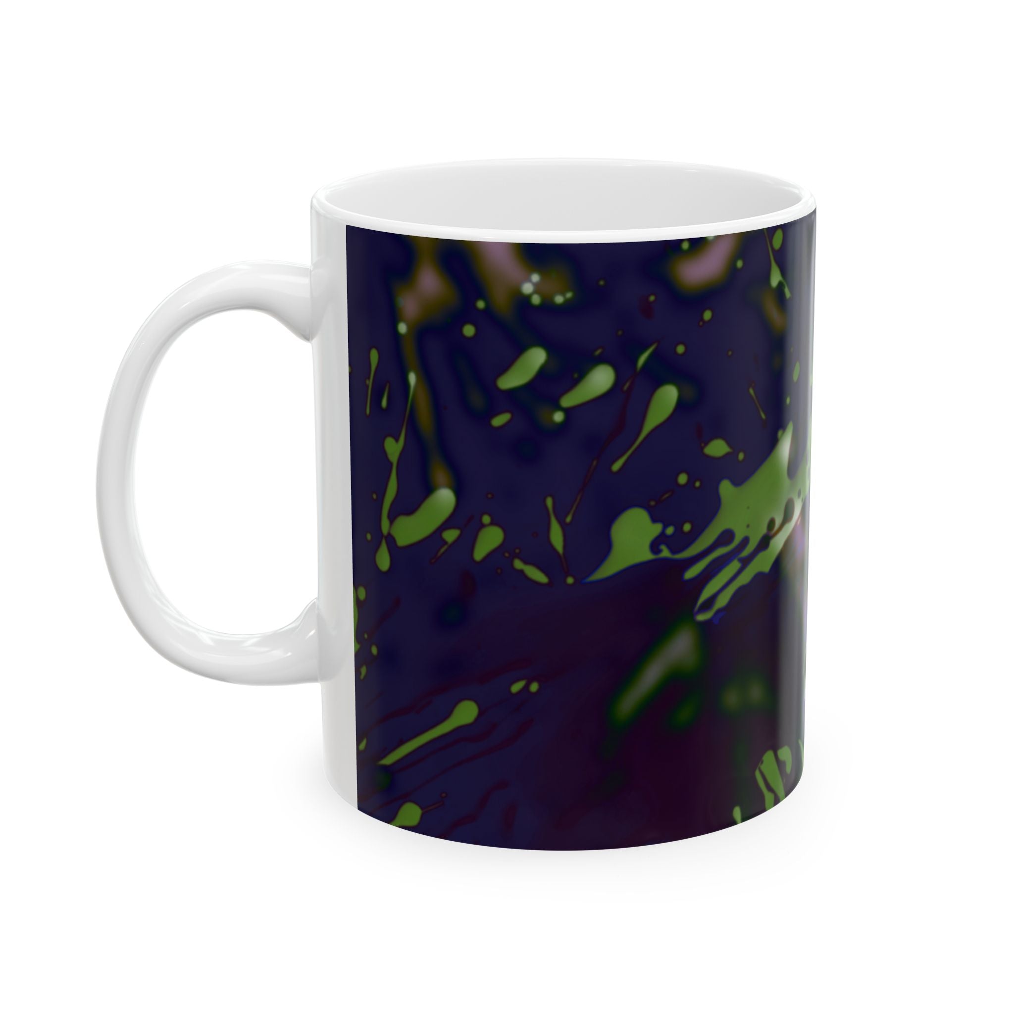 Abstract Green Splash Ceramic Mug – Artistic Drinkware for Coffee Lovers