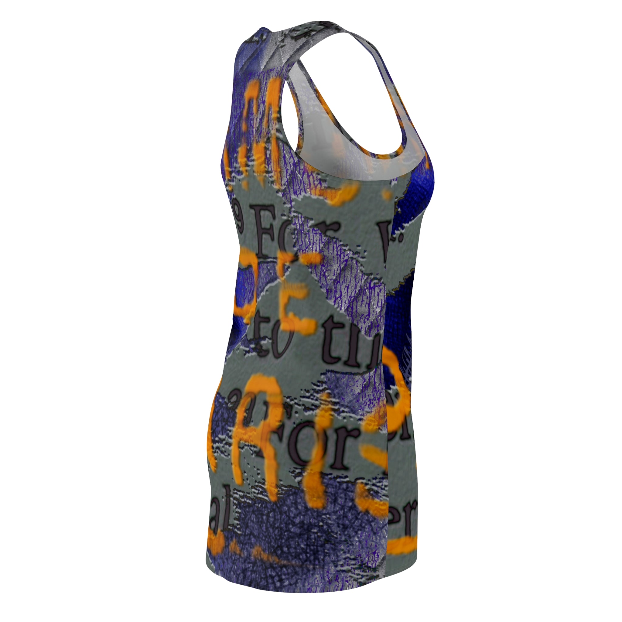 Bold Graphic Racerback Dress for Women - Trendy Urban Style
