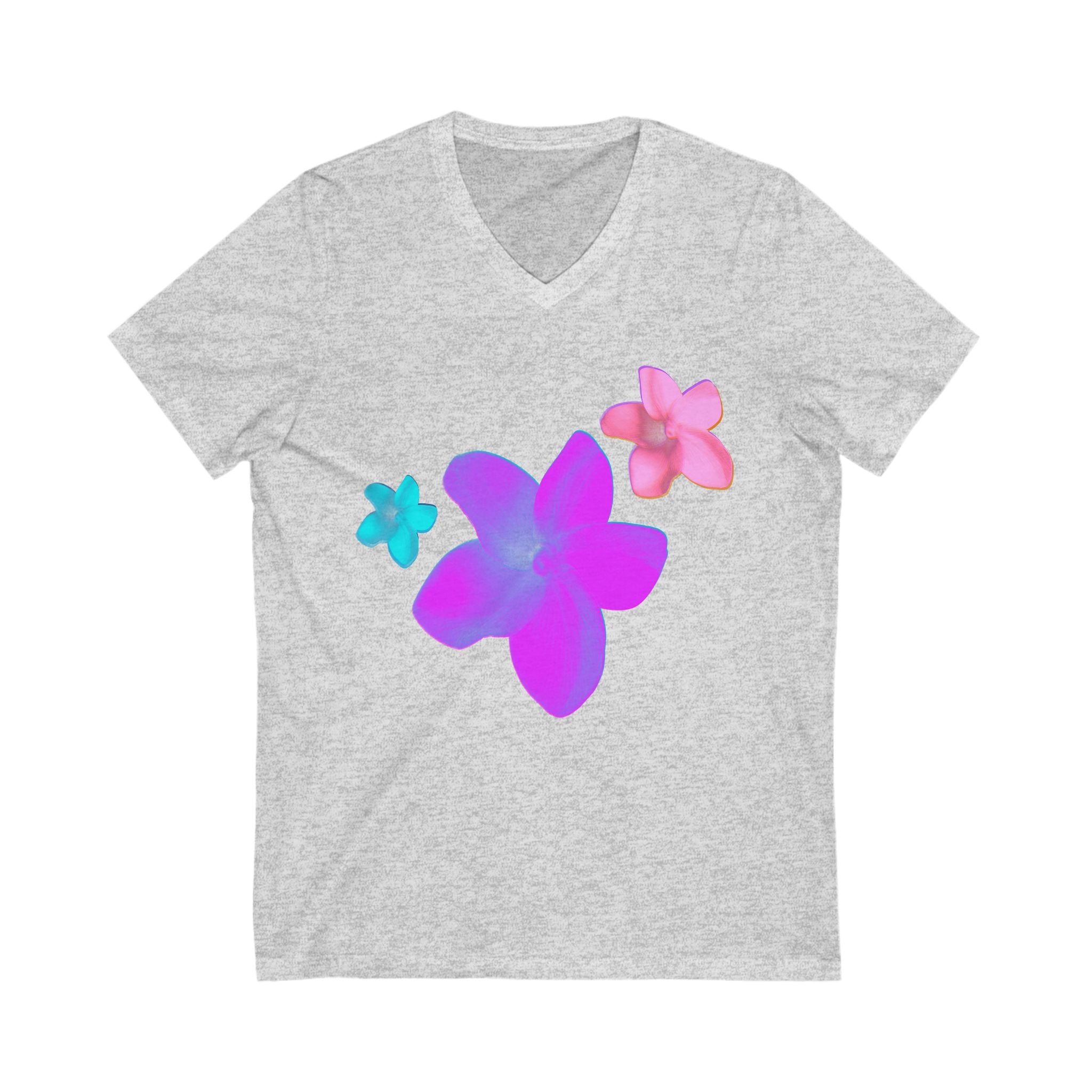 Floral V-Neck Tee - Vibrant Spring Design for Casual Wear