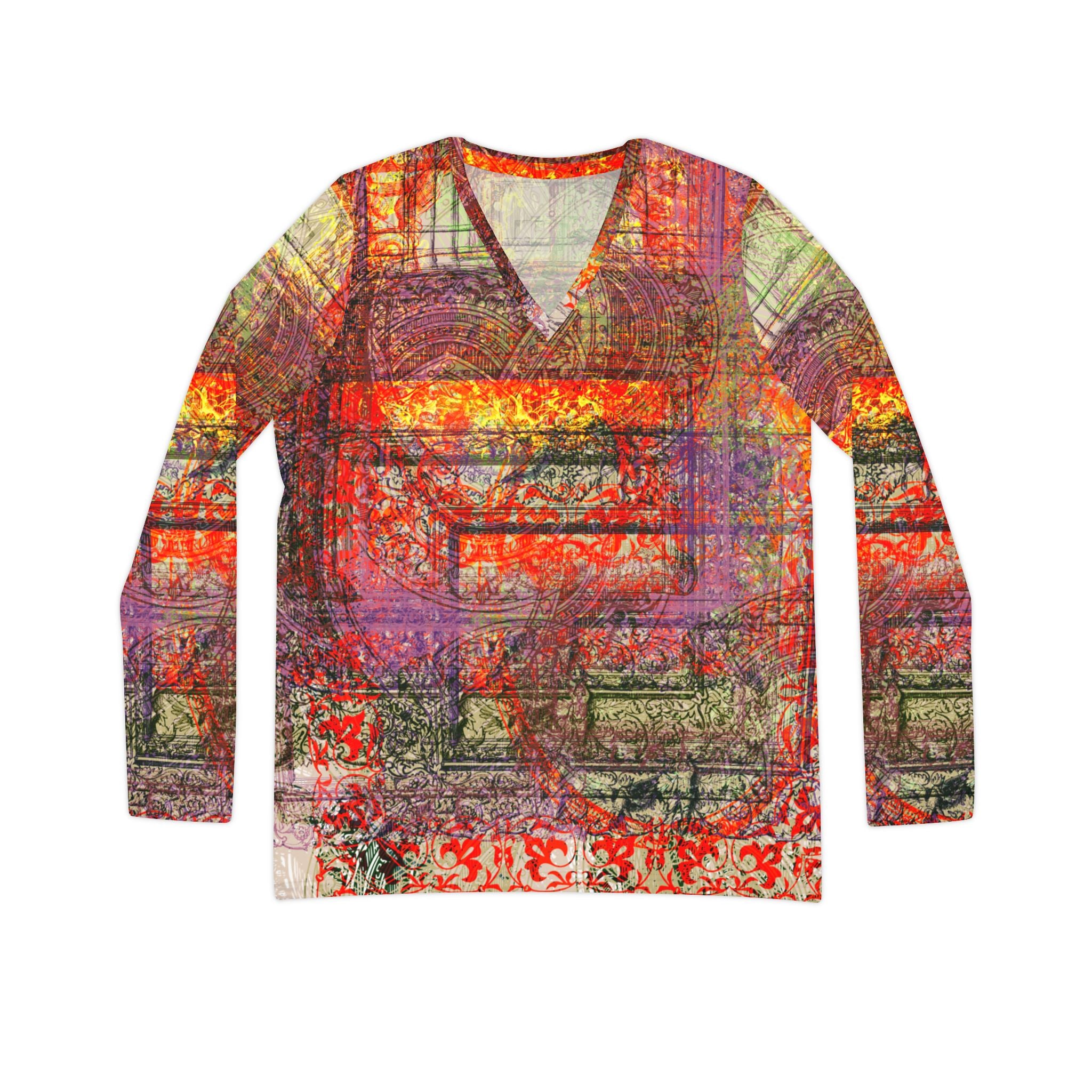 Women's Long Sleeve V-neck Shirt (AOP)