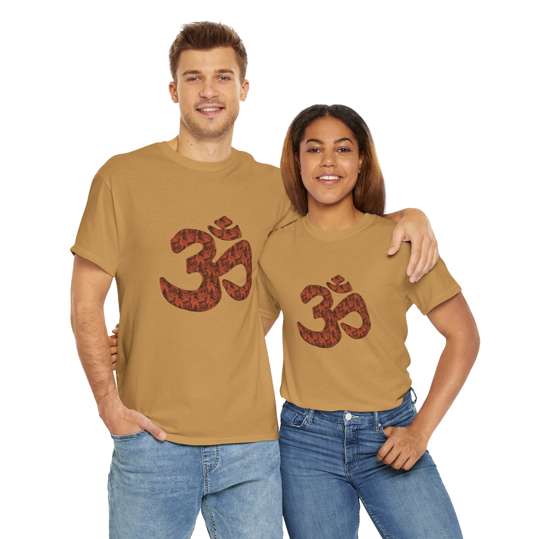 Unisex Heavy Cotton Tee - Bold OM Design for Yoga & Meditation