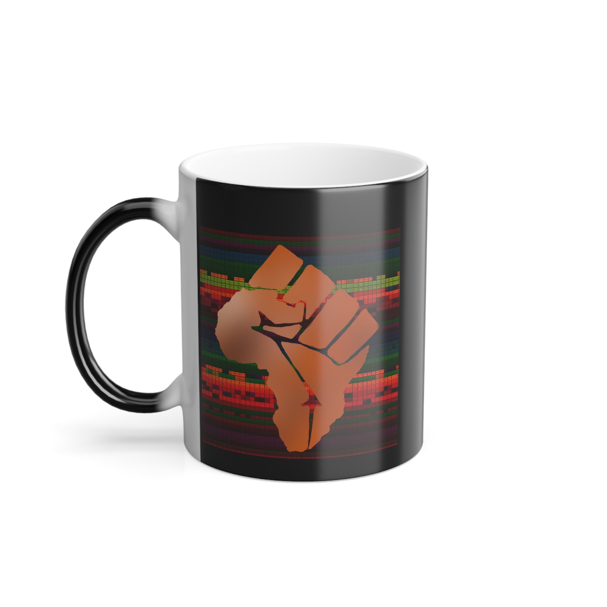 BLACK POWER FIST W KENTE Color Morphing Mug, 11oz