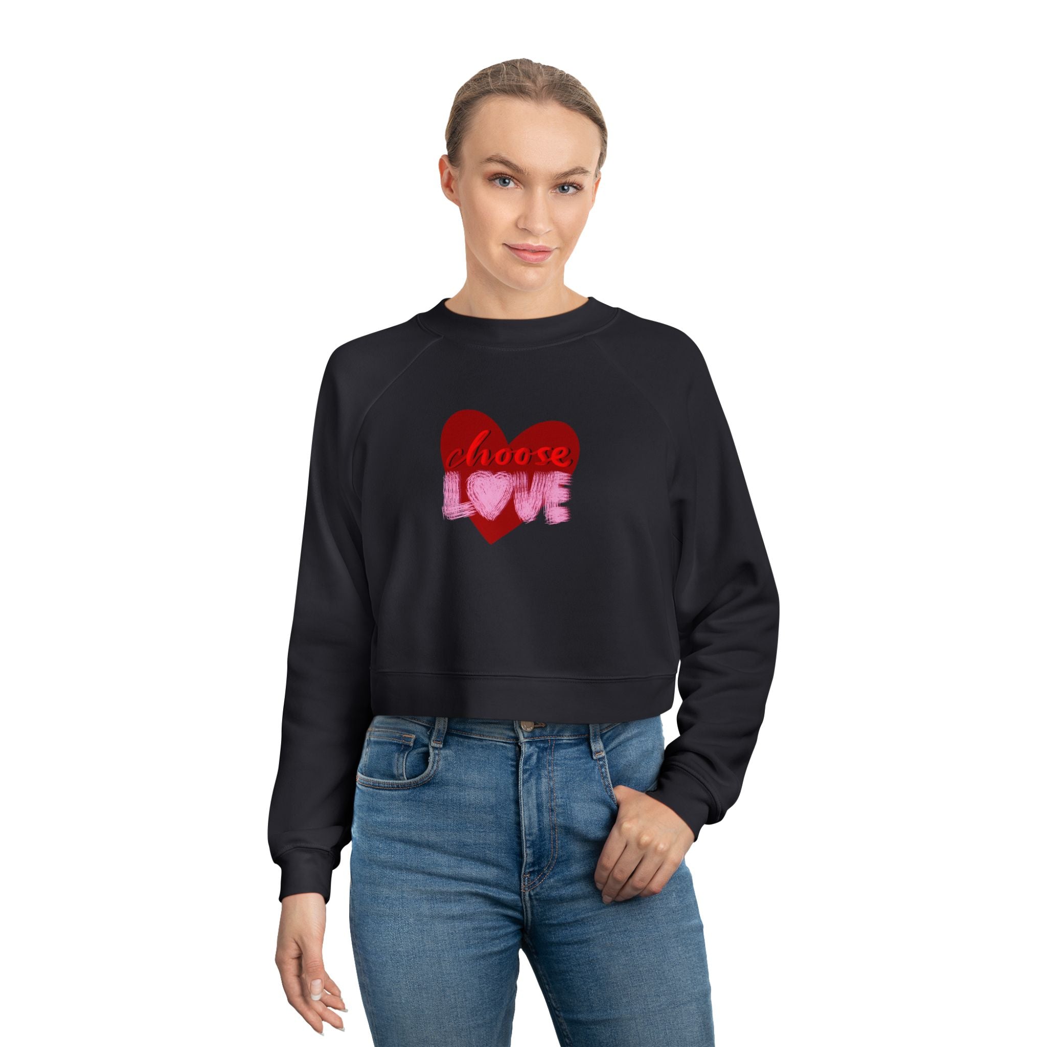 Choose Love Women's Cropped Fleece Pullover - Stylish & Comfortable