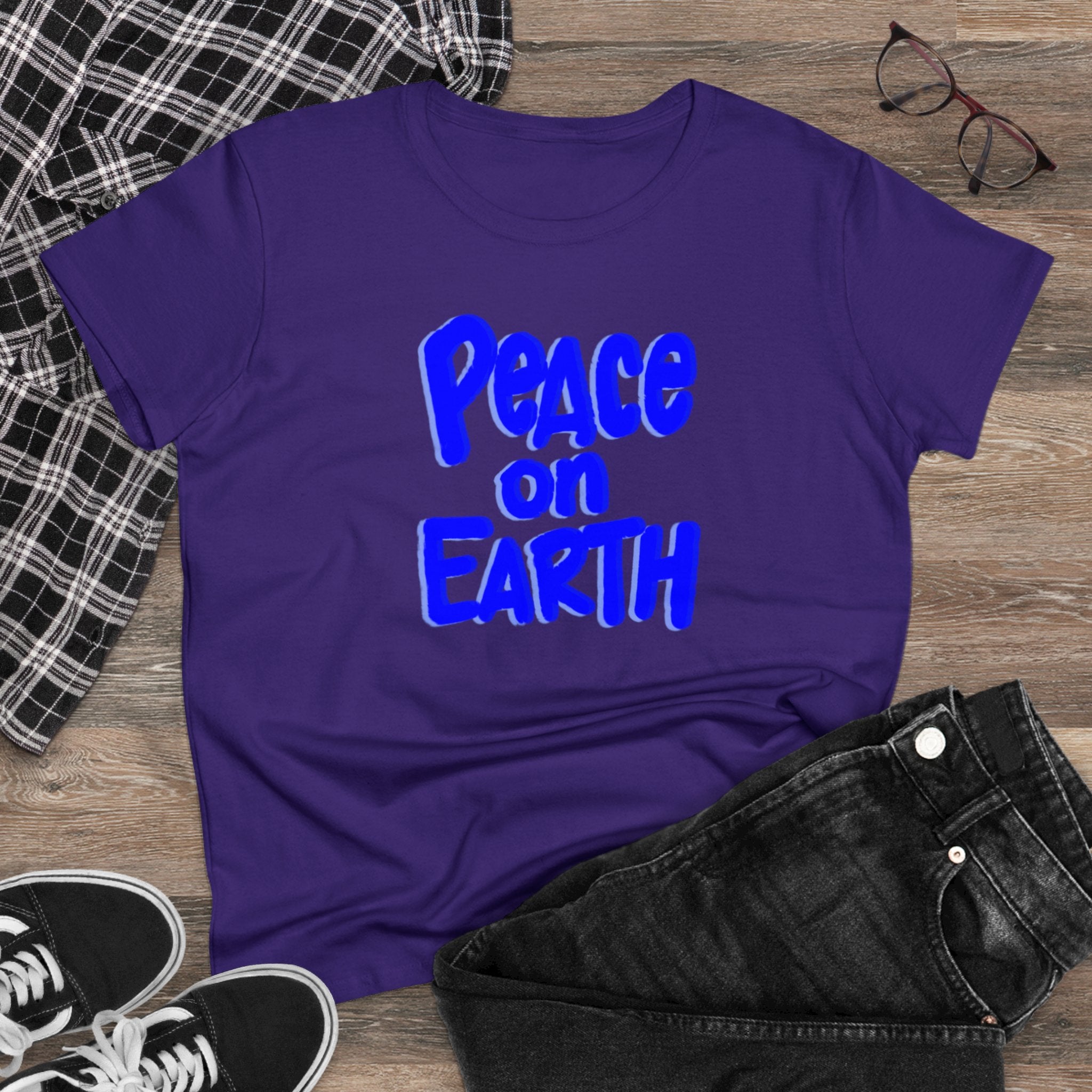 PEACE ON EARTH Women's Midweight Cotton Tee