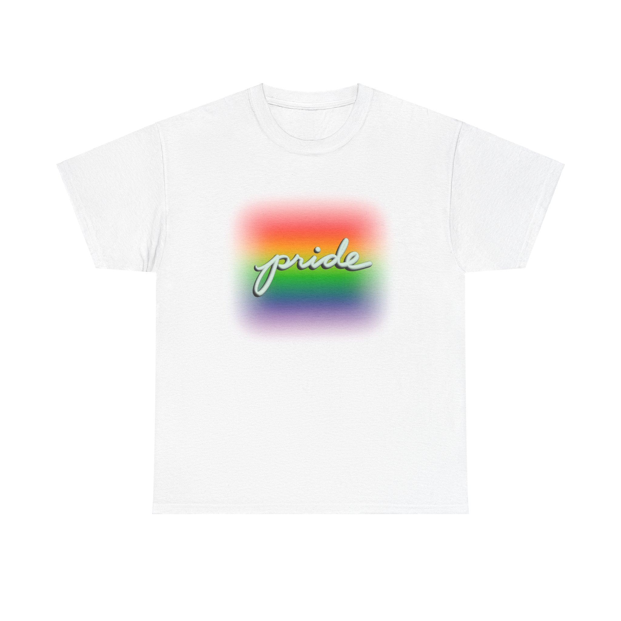 PRIDE WITH WHITE CURSIVE Unisex Heavy Cotton Tee