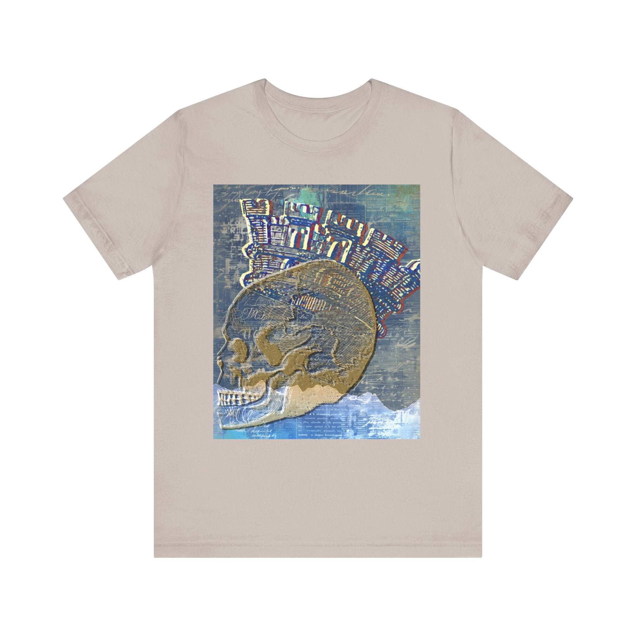 Artistic Skull Jersey Tee - Trendy Graphic T-Shirt for Casual Wear