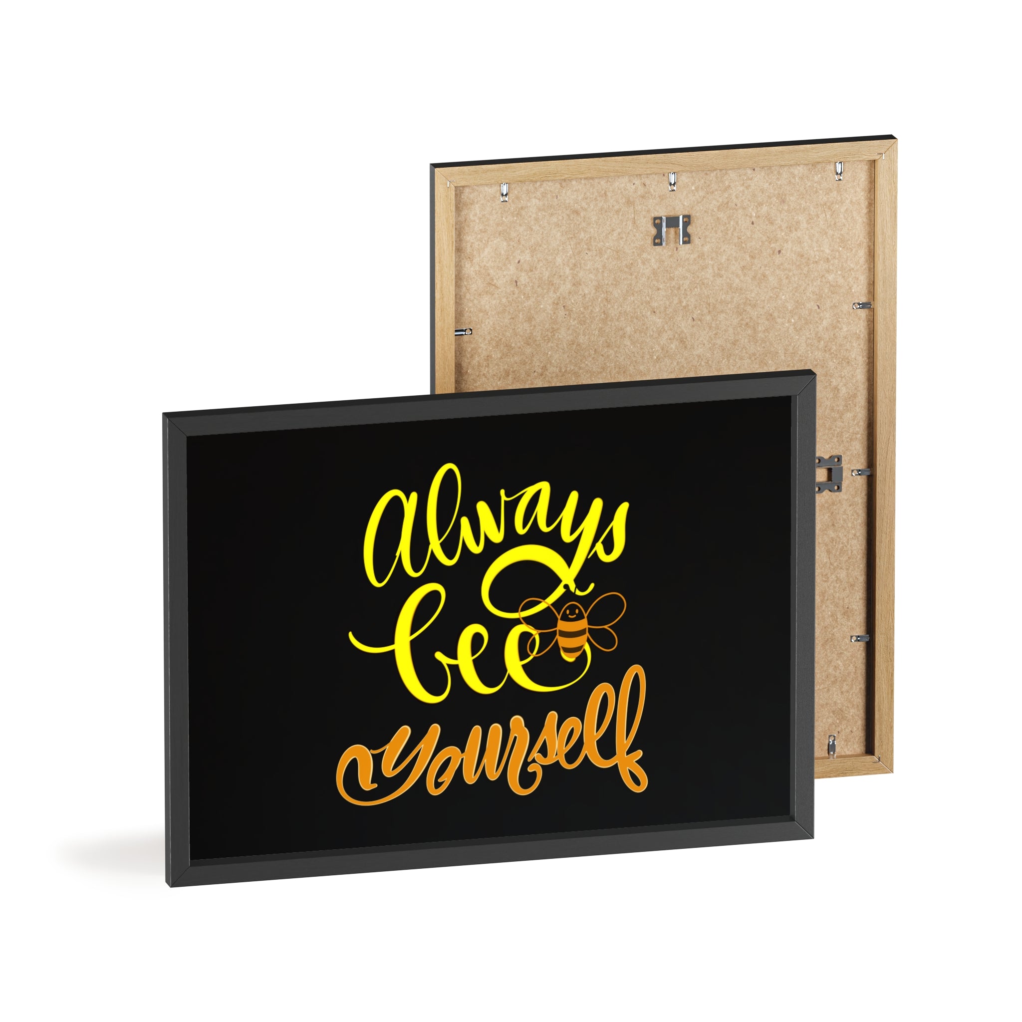 Inspirational Bee Quote Poster with Wooden Frame - "Always Bee Yourself"