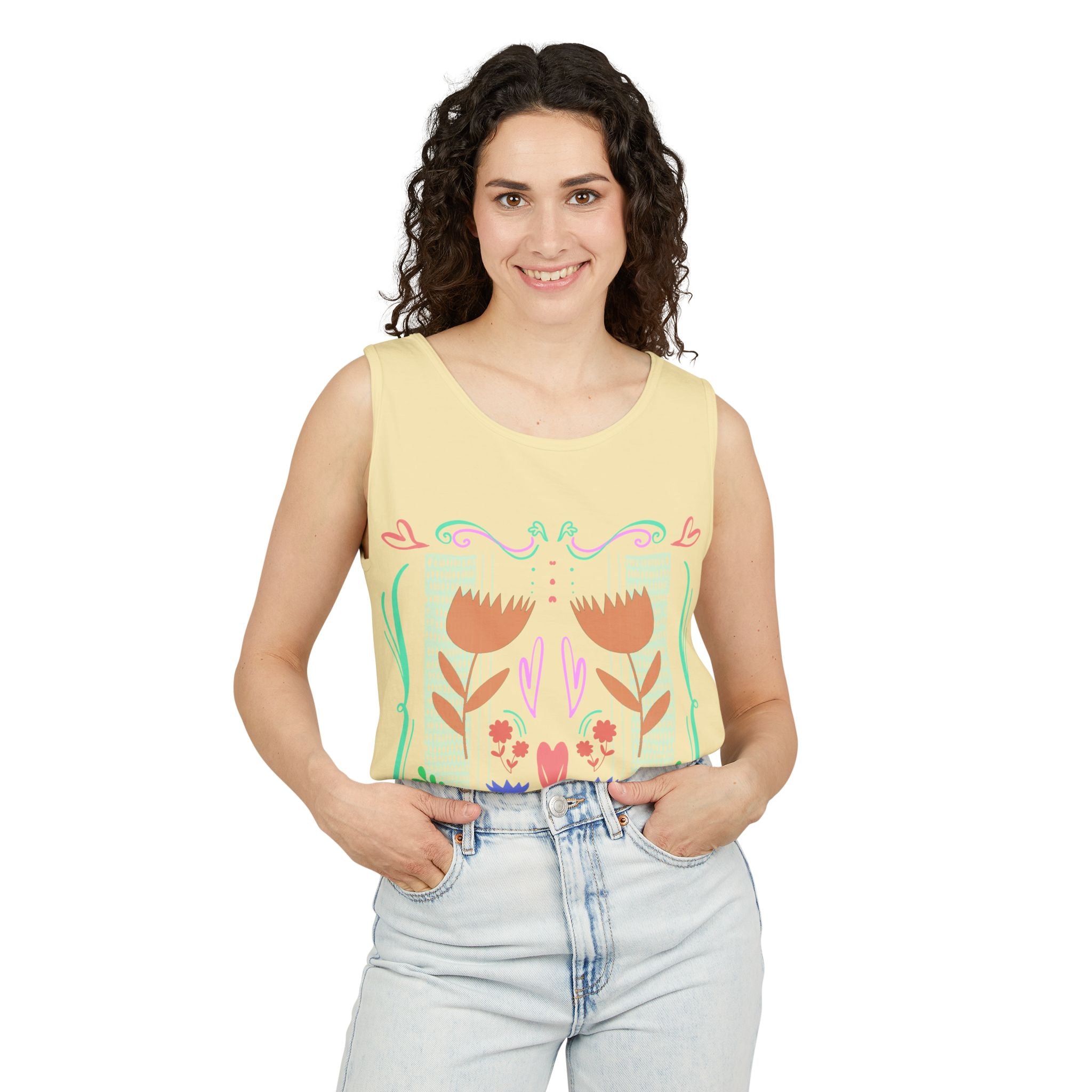 Boho Floral Unisex Tank Top - Perfect for Summer Outings & Festivals