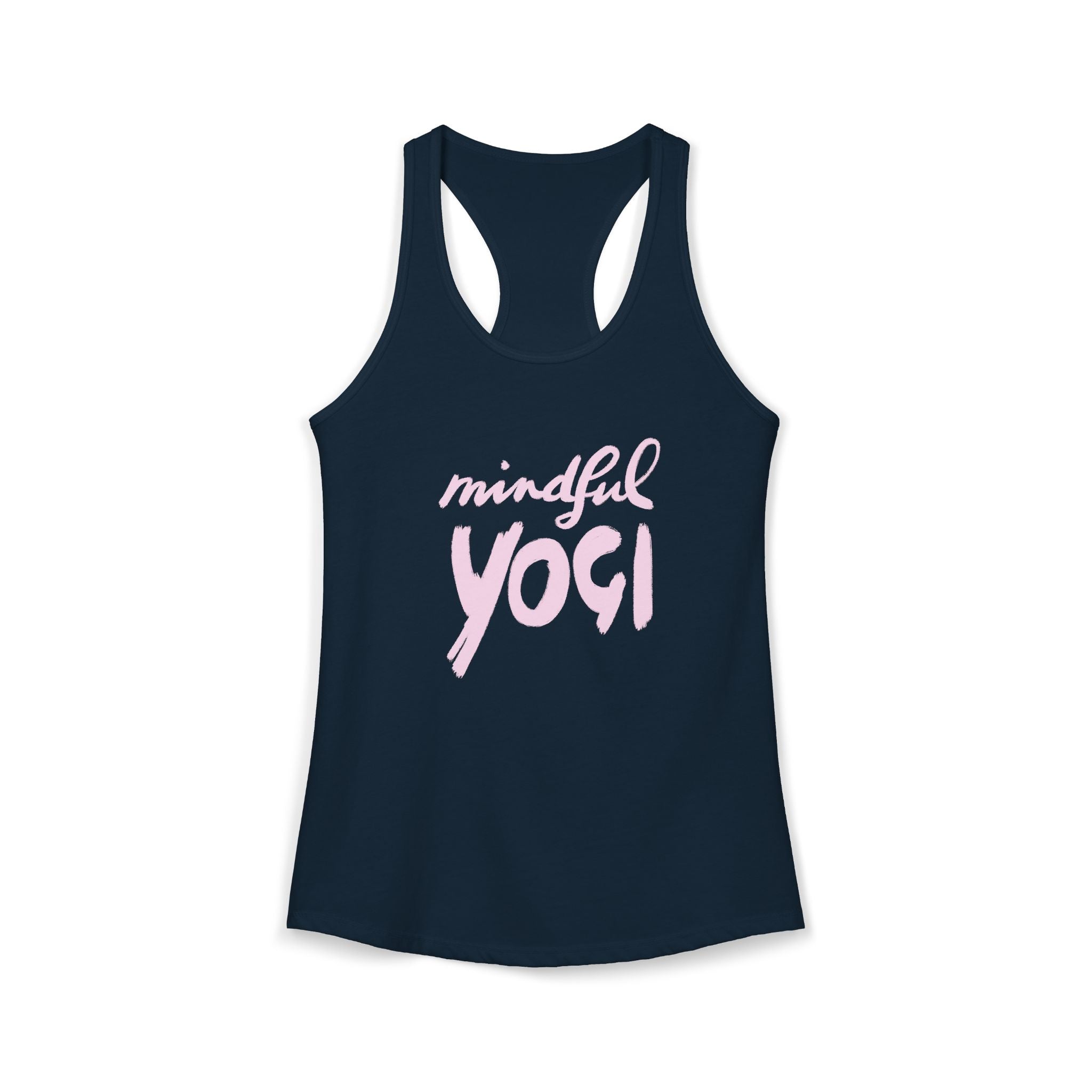 Mindful Yogi Racerback Tank — Handwritten Script Yoga Tribute
