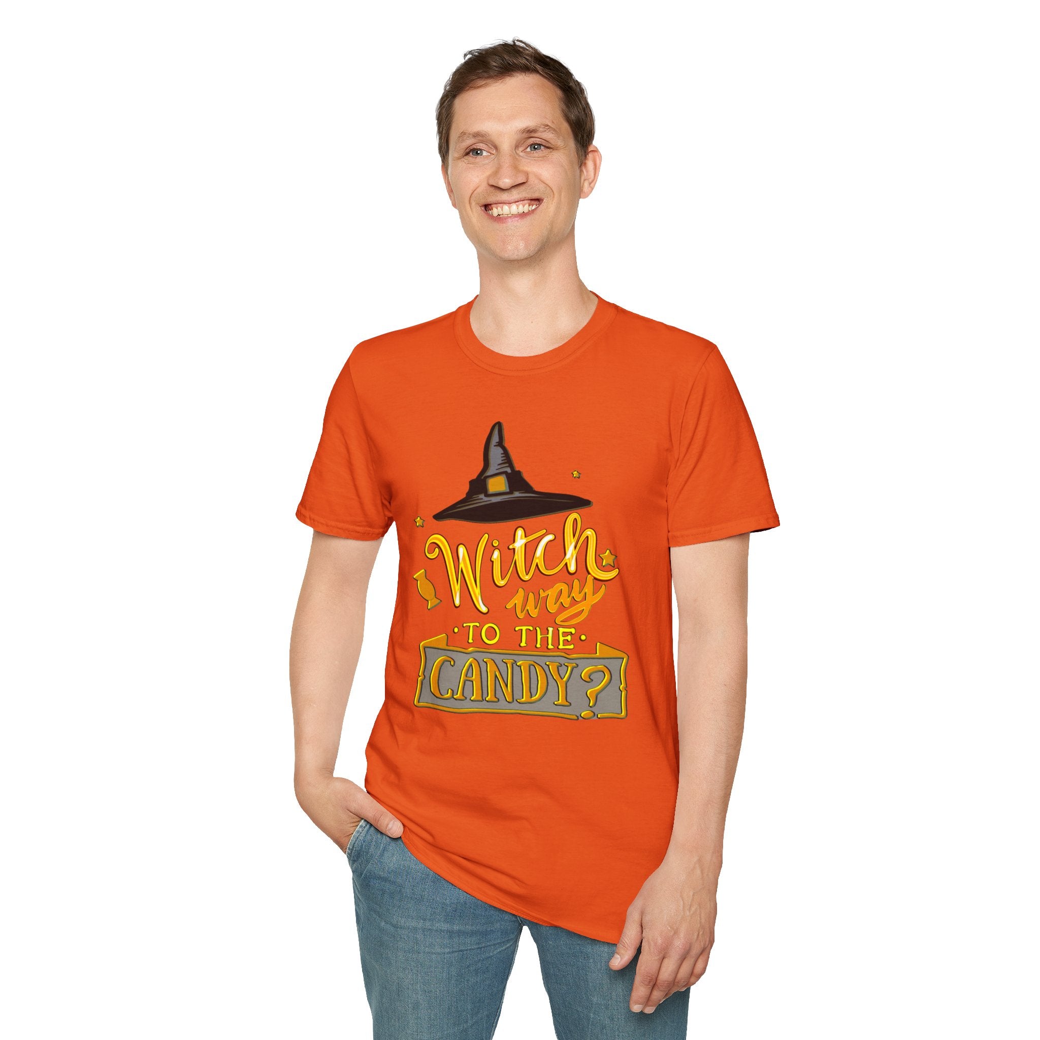 WITCH WAY TO THE CANDY? HALLOWEEN Softstyle T-Shirt