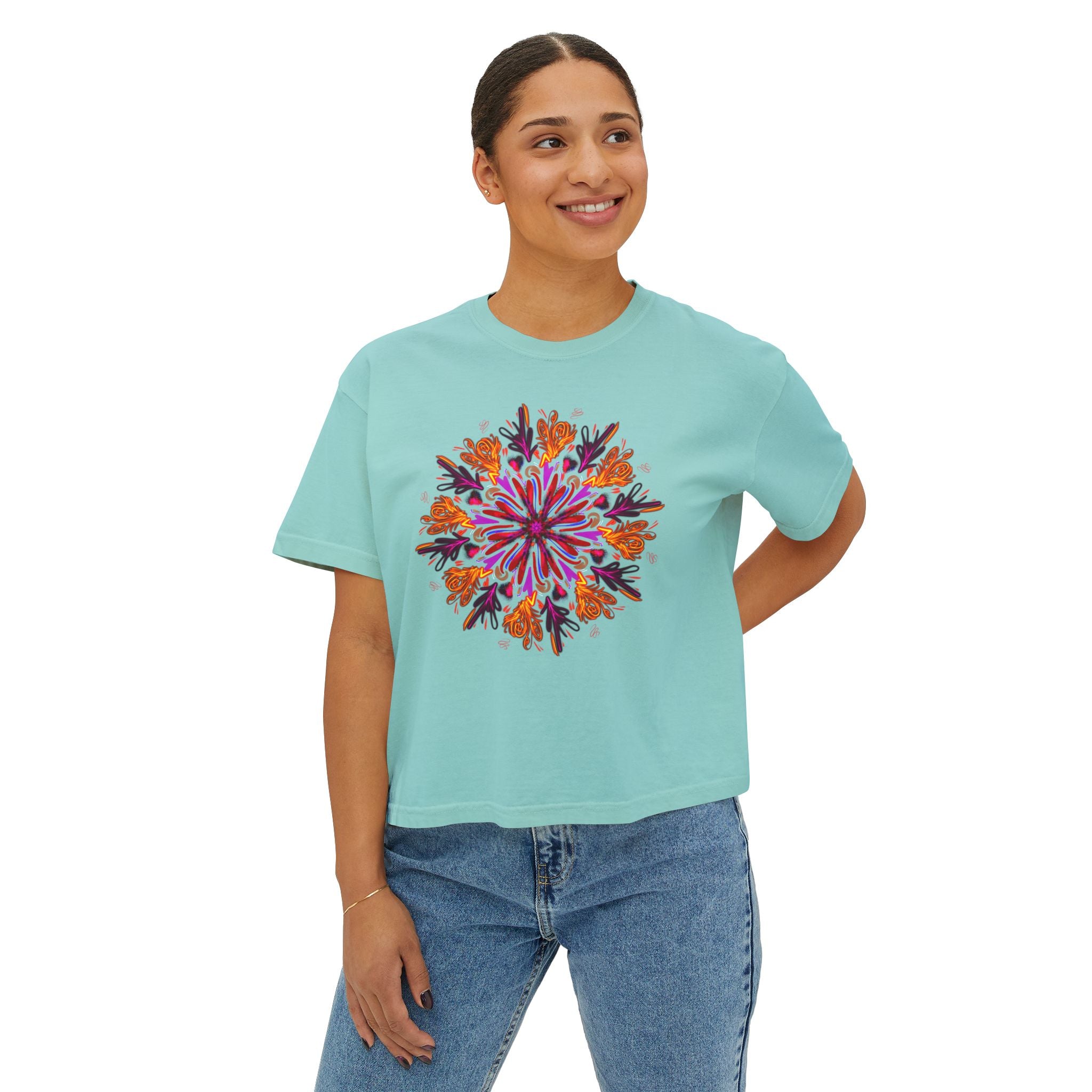 Floral Boxy Tee for Women - Bohemian Style T-Shirt