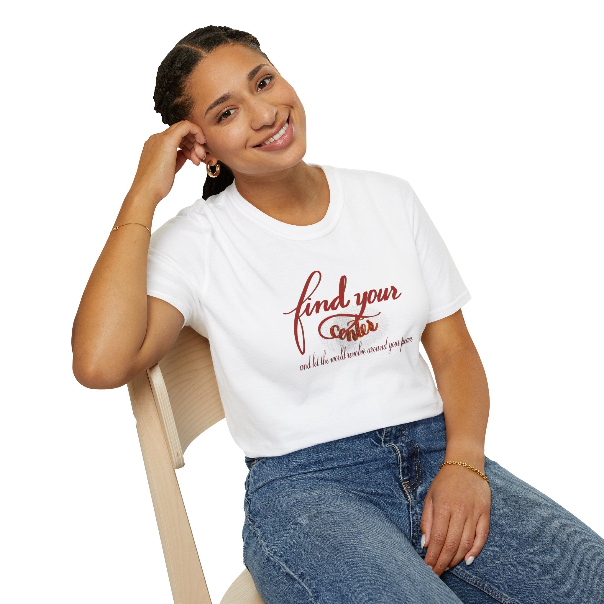 Find Your Center Softstyle T-Shirt - Hand-Lettered Inspirational Quote Tee