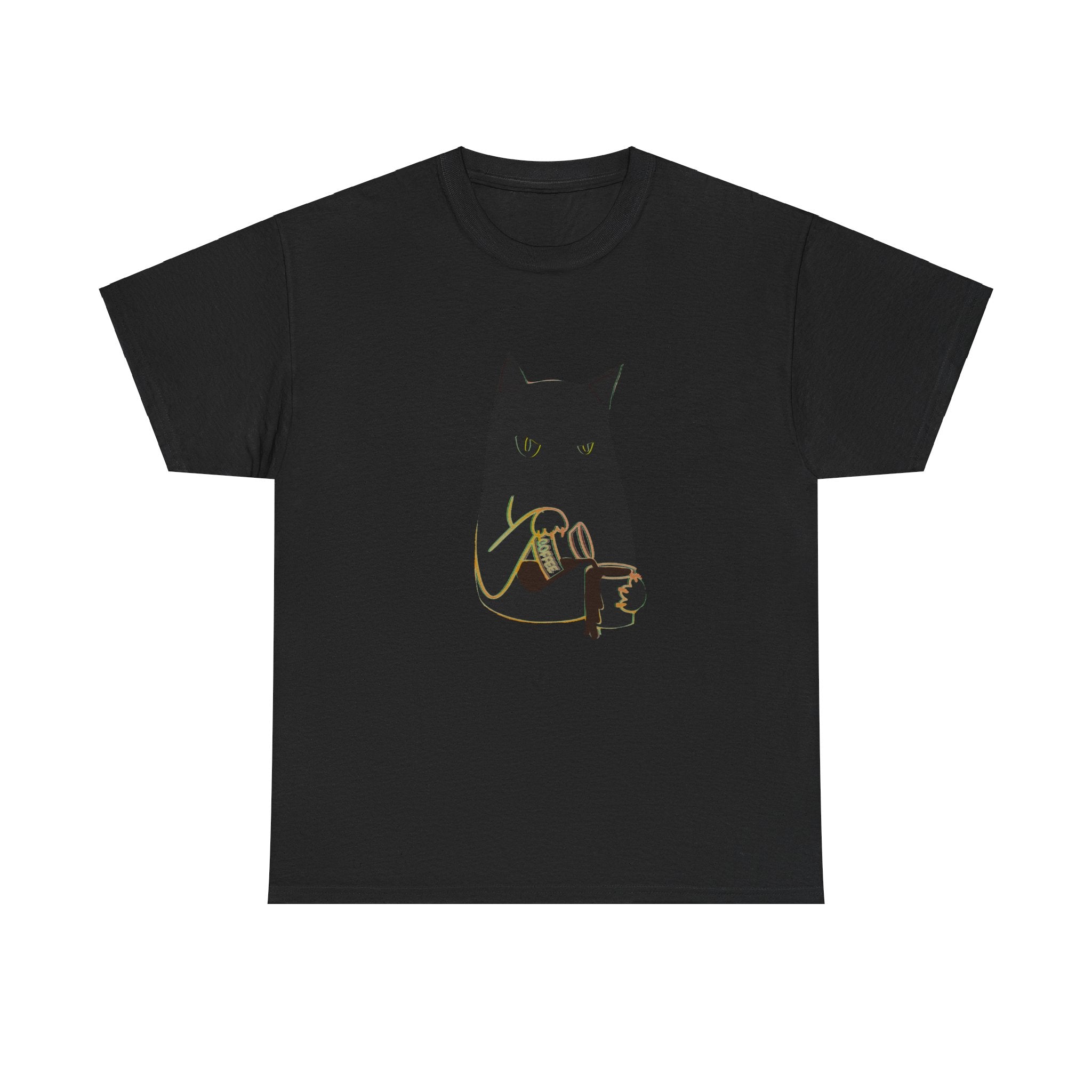 BLACK CAT BLACK COFFEE Unisex Heavy Cotton Tee