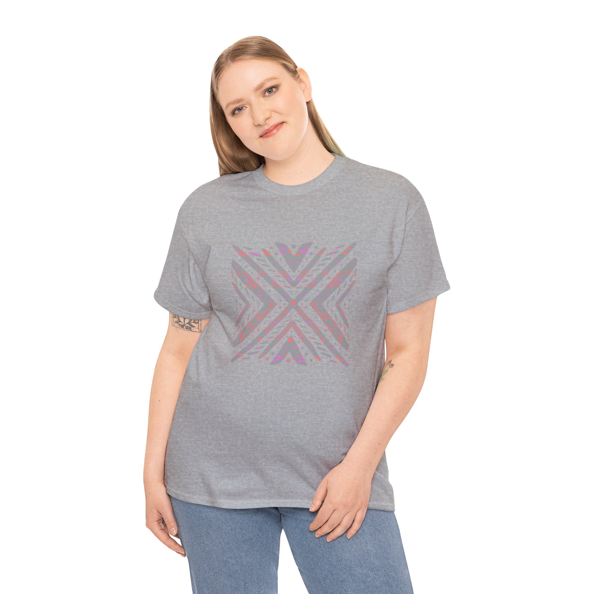 Stylish Unisex Heavy Cotton Tee - Adinkra Design, Casual Everyday Wear, Gift for Friends, Summer Fashion, Unique Graphic Tee