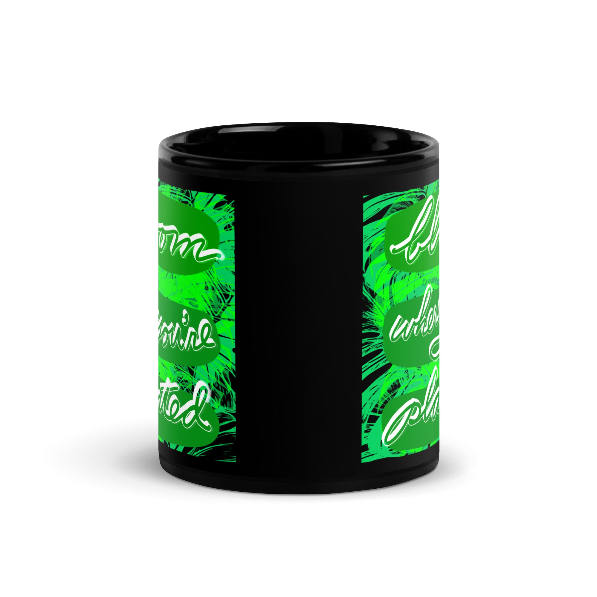 BLOOM Black Glossy Mug
