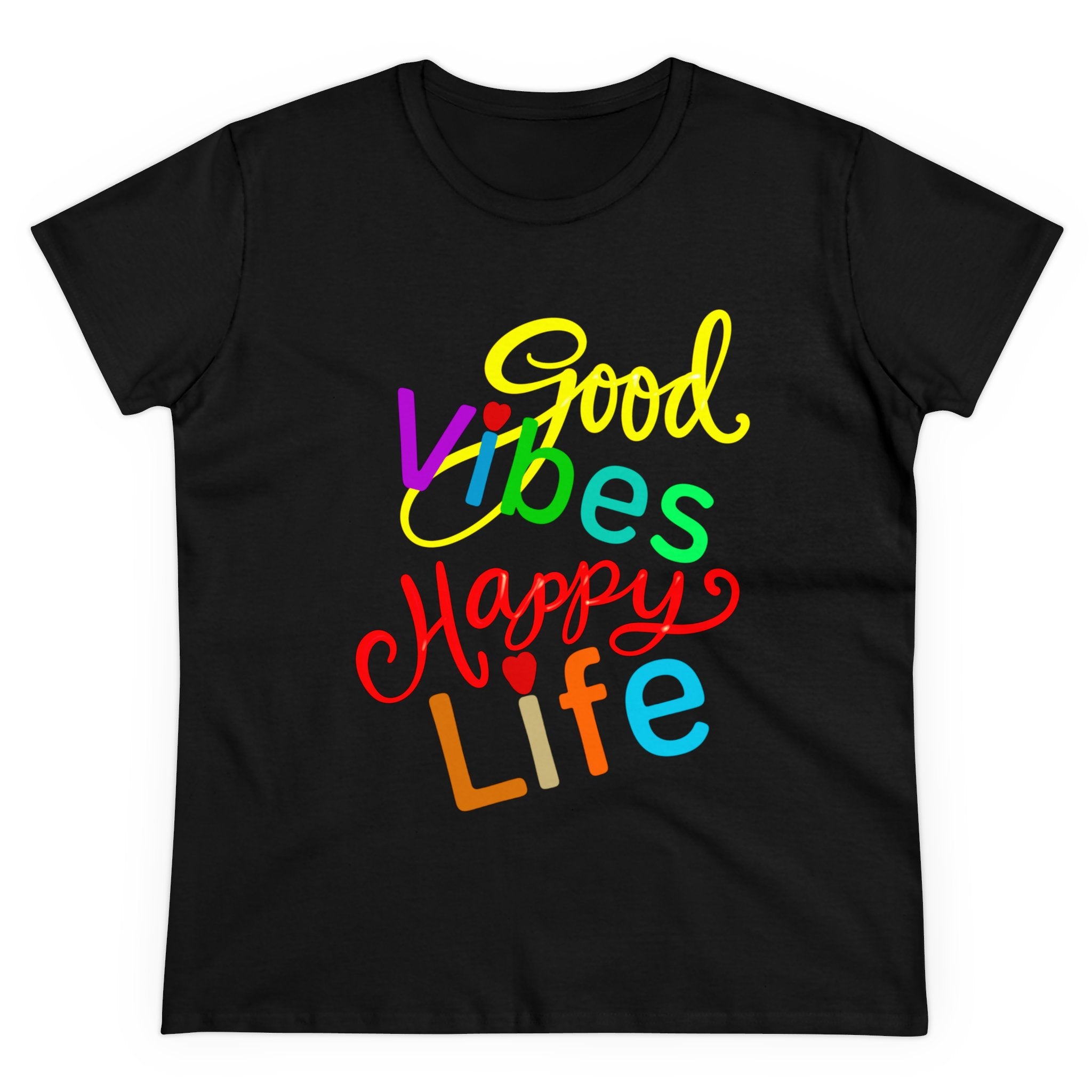 GOOD VIBES HAPPY LIFE Cotton Tee