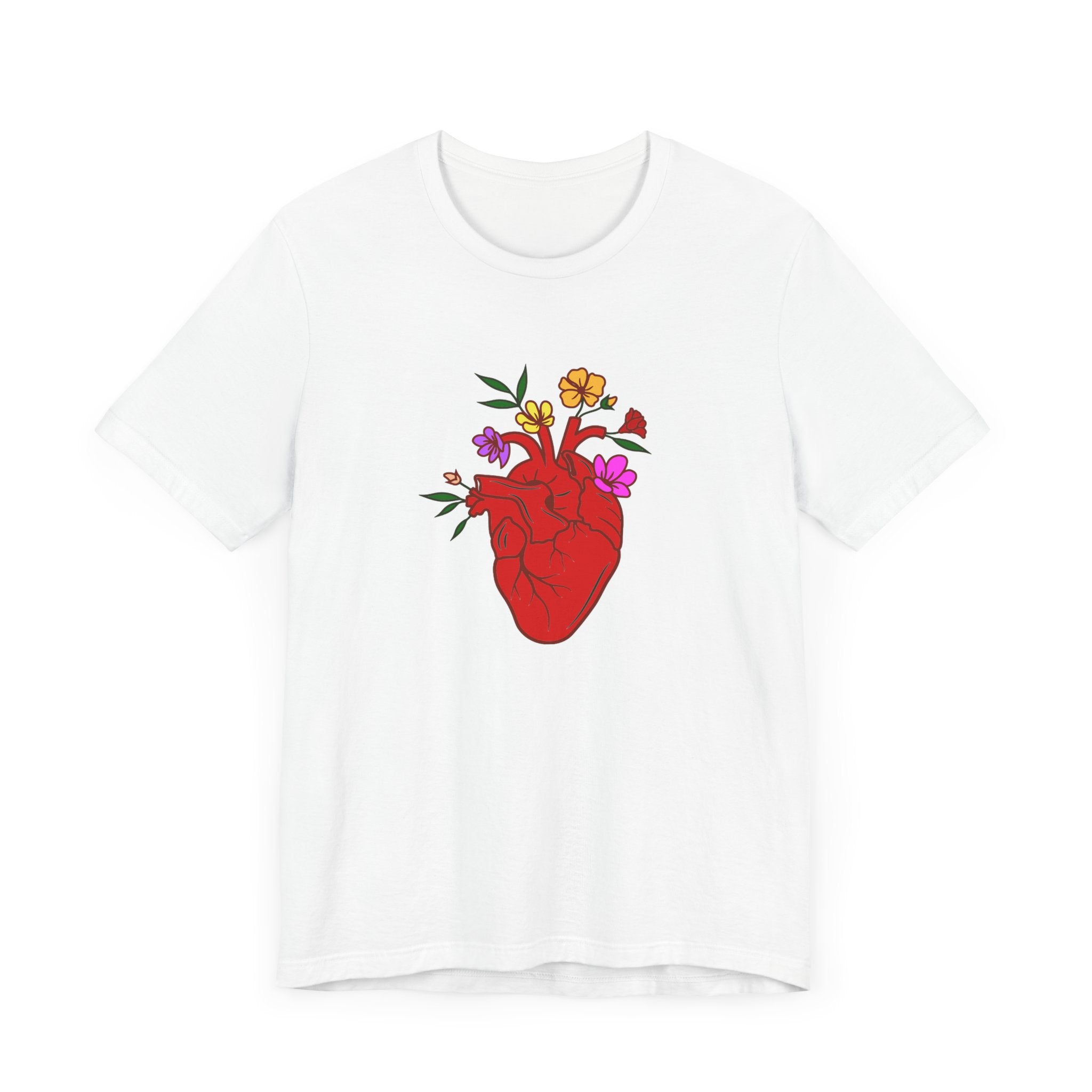 Floral Heart Unisex Tee - Nature-Inspired Graphic T-Shirt for All Occasions