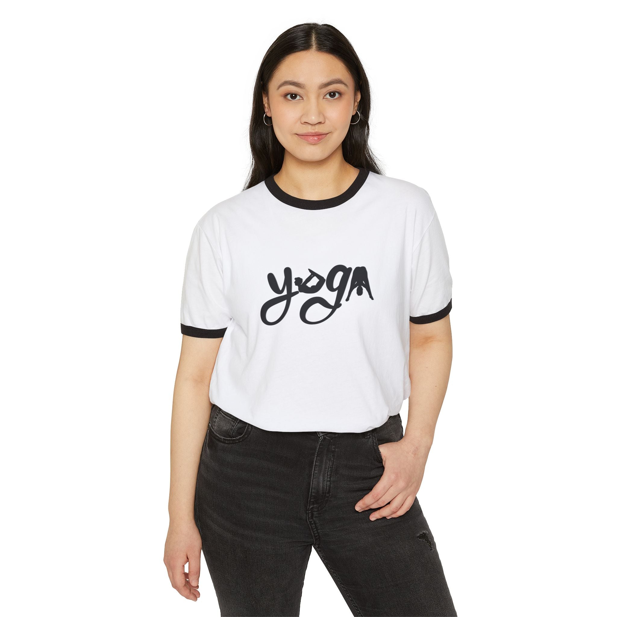 Yoga Vibes Unisex Cotton Ringer T-Shirt, Casual Wear, Gift for Yogis, Relaxed Fit Tee, Comfortable Everyday Top