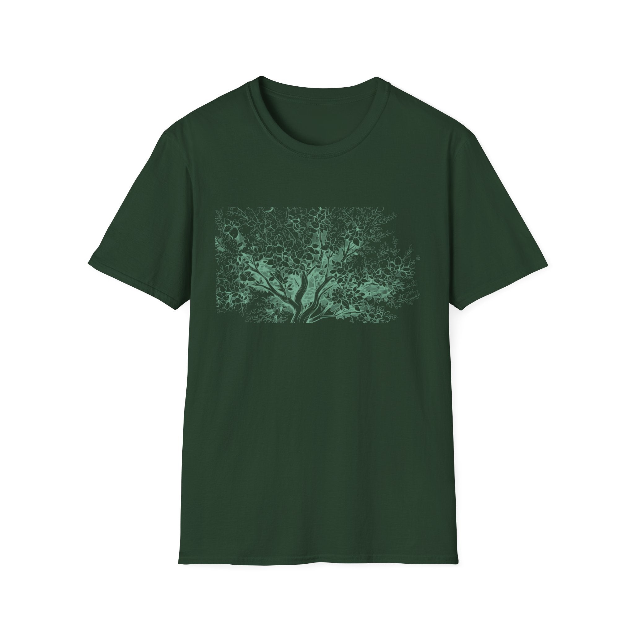 Nature-Inspired Unisex Softstyle T-Shirt - Tree Design, Eco-Friendly Apparel