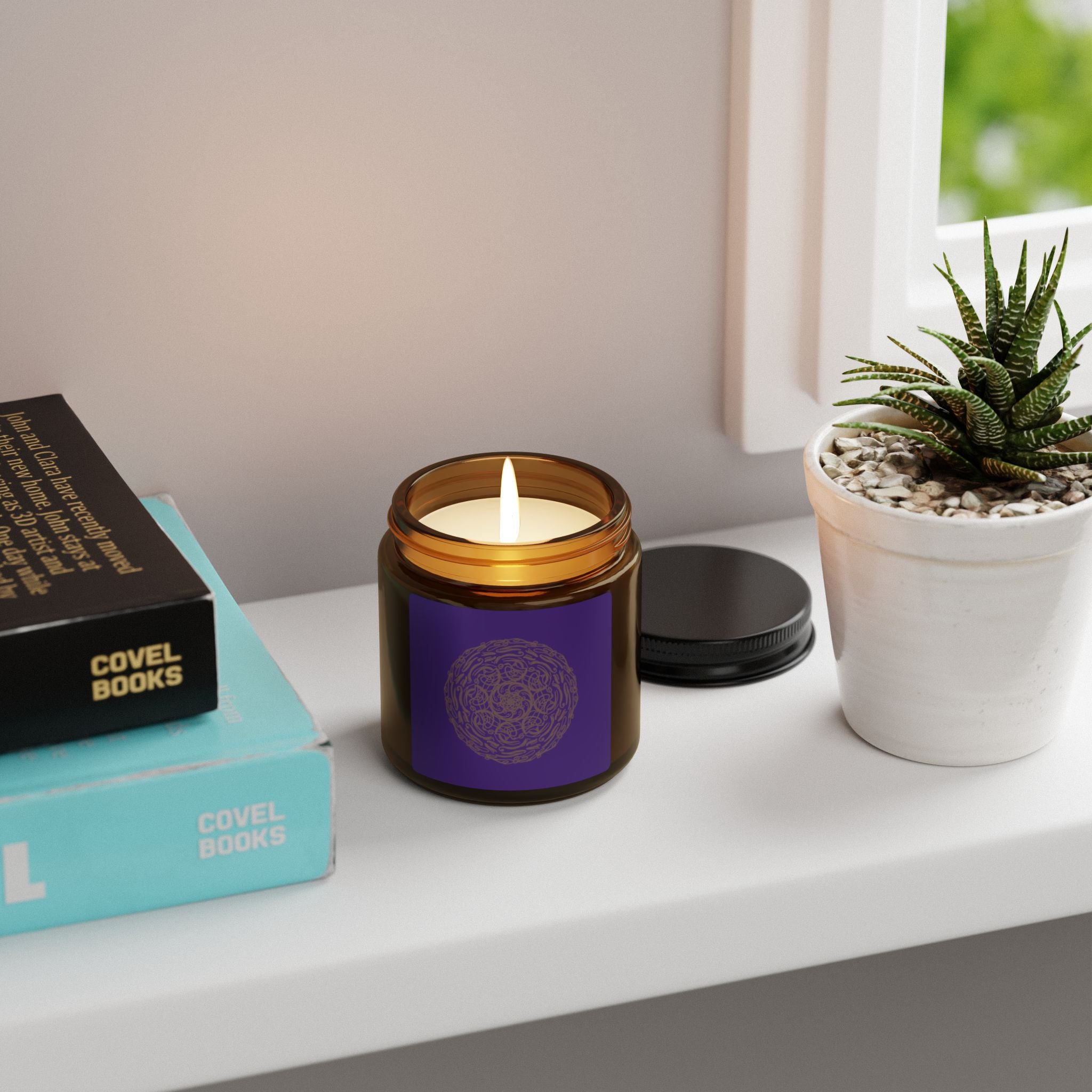 Relaxing Scented Soy Candle - Eco-Friendly Amber Jar, Aromatherapy Gift for Home, Meditation, Spa, Birthday, Housewarming