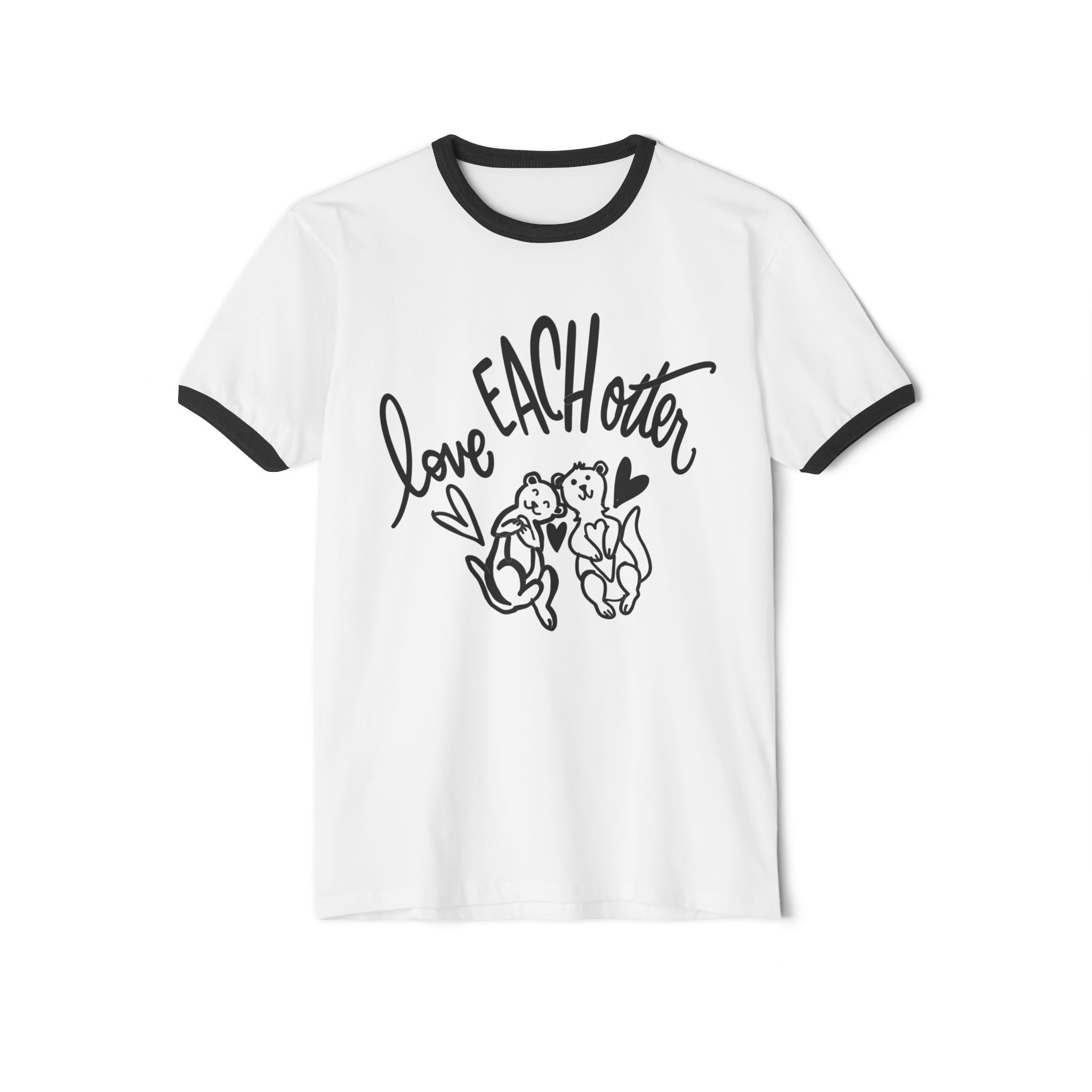 Love Each Otter Unisex Cotton Ringer T-Shirt - Cute Couple Design