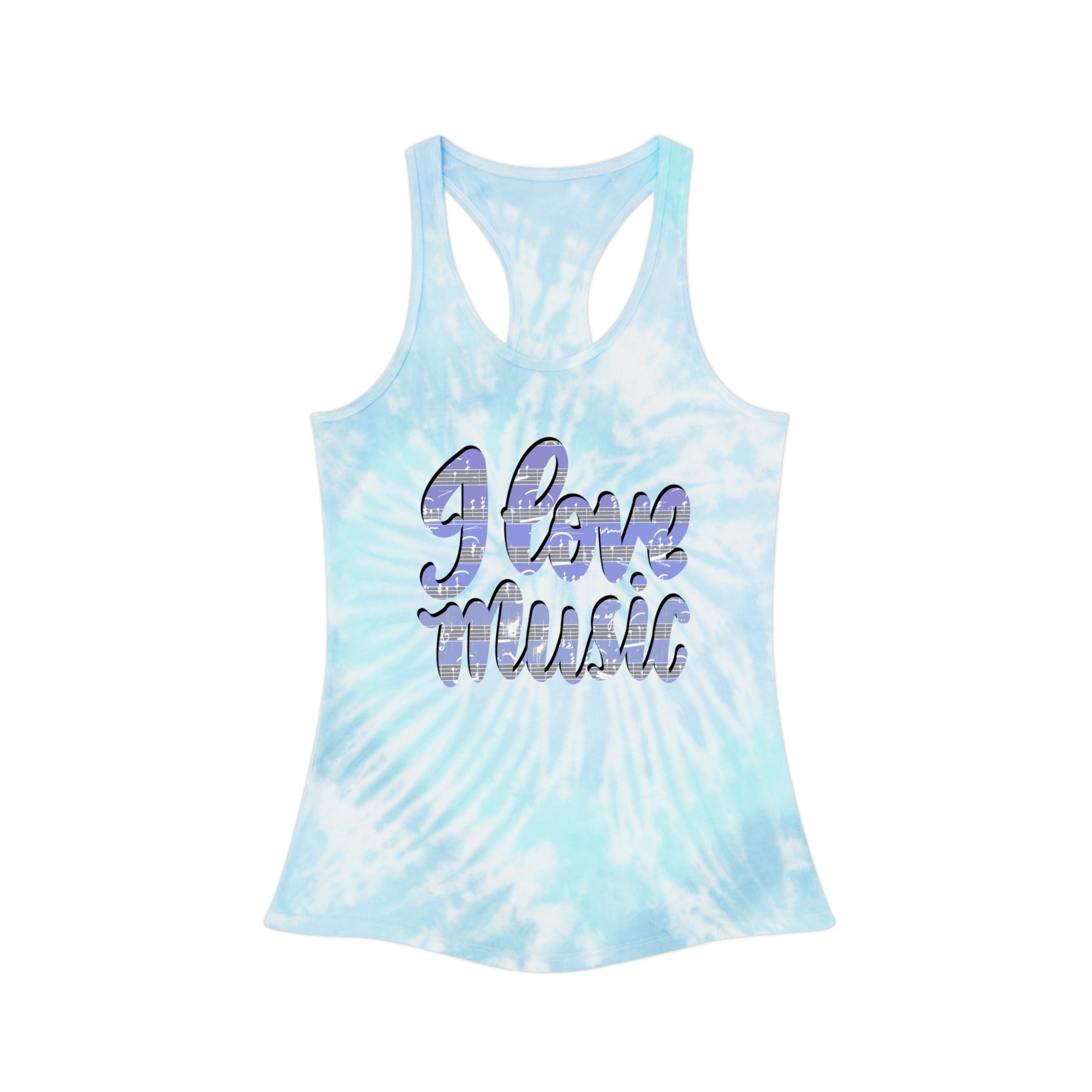 I Love Music Tie Dye Racerback Tank Top - Perfect for Summer Festivals & Concerts