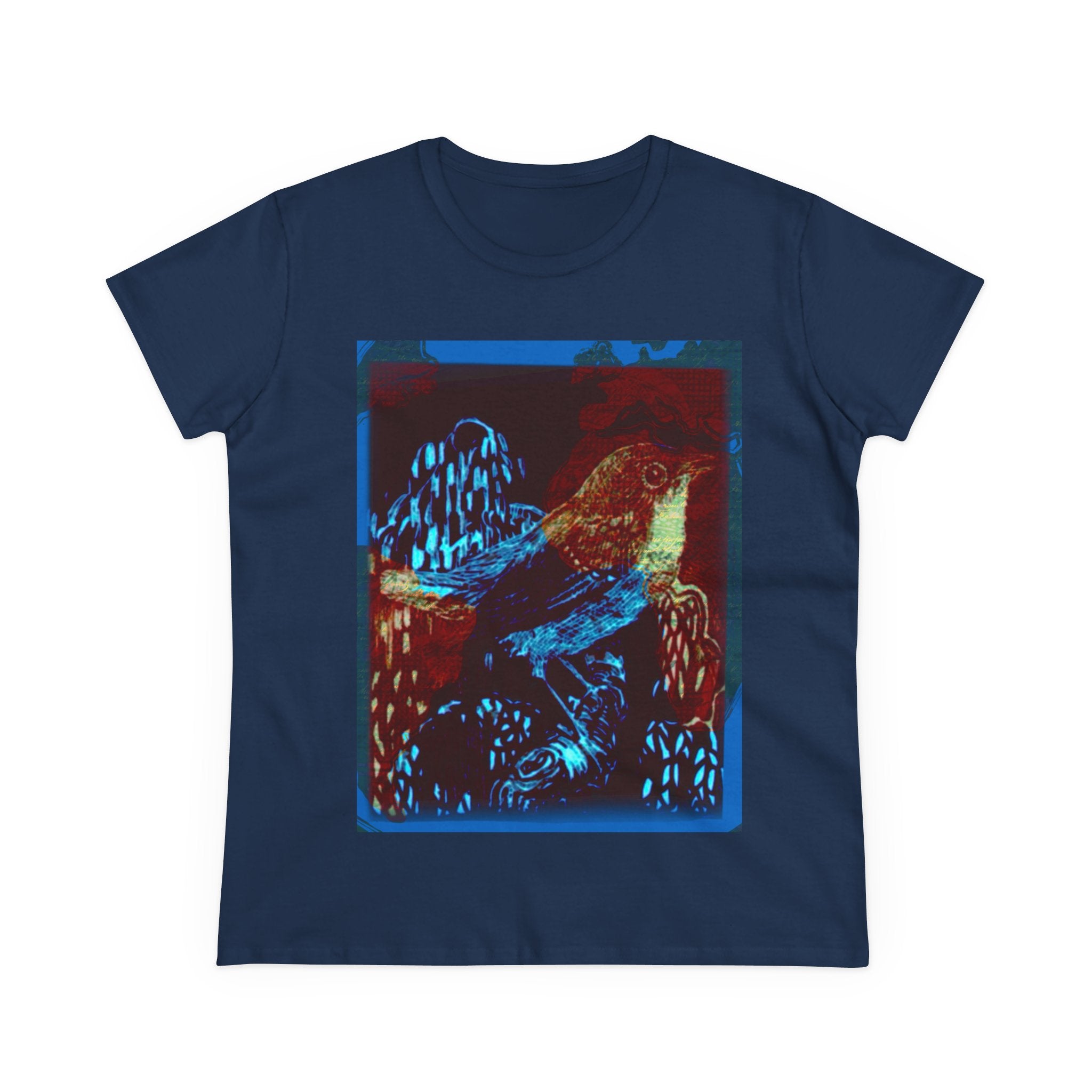 Mystical Bird Graphic Tee for Women – Stylish Midweight Cotton T-Shirt