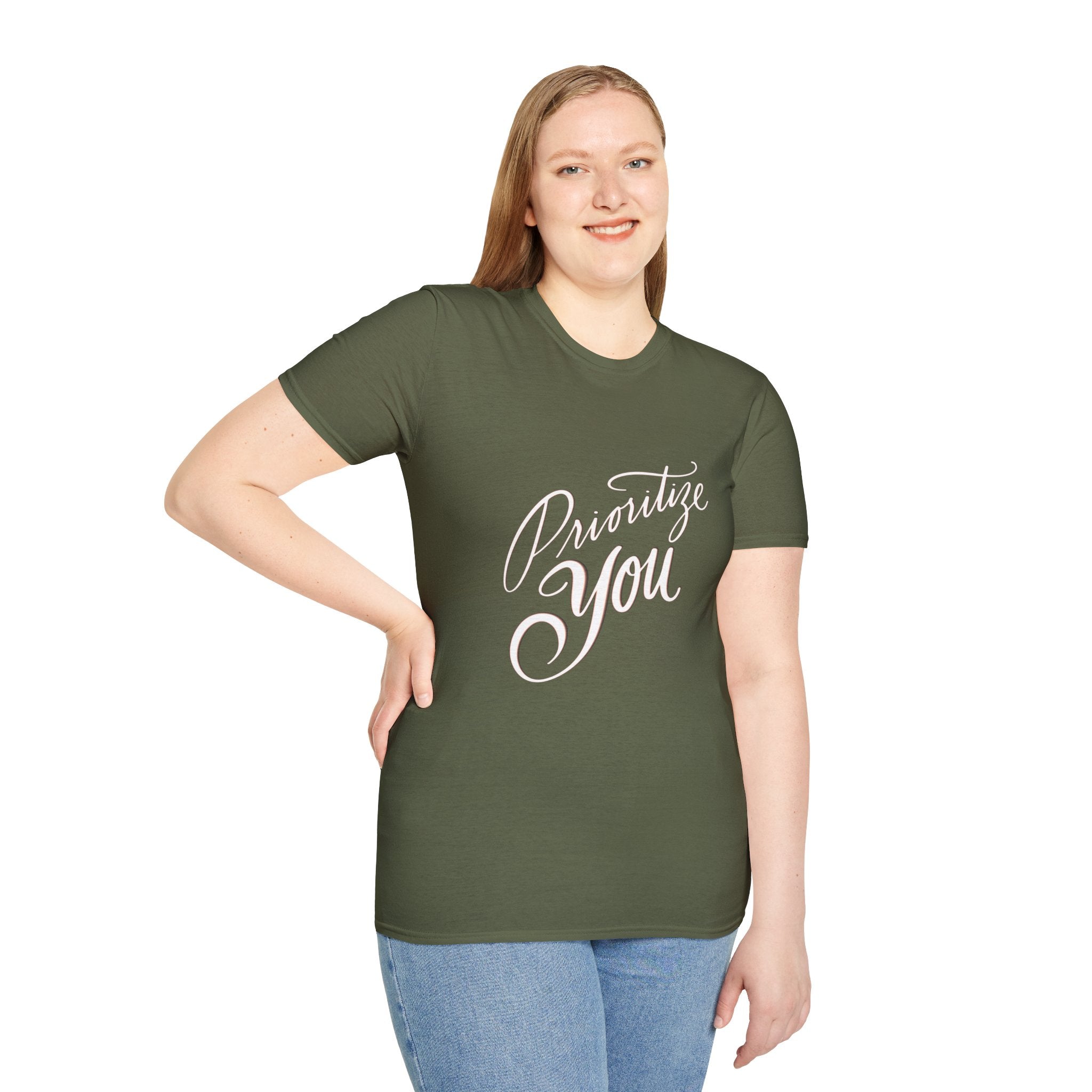 T-Shirt — 'Prioritize You' Handlettered Self-Care Tee