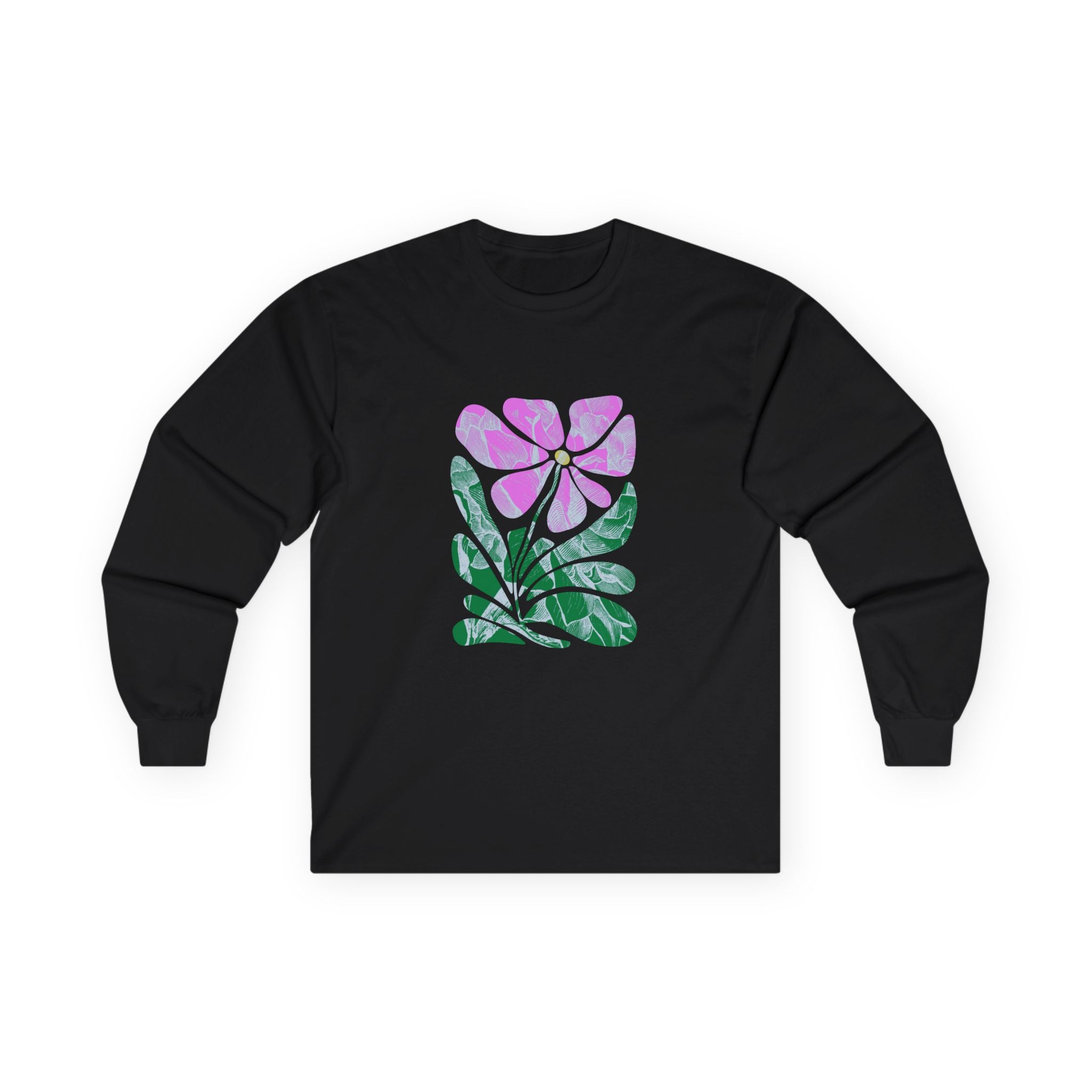 Floral Watercolor Long Sleeve Tee — Pink Bloom Graphic