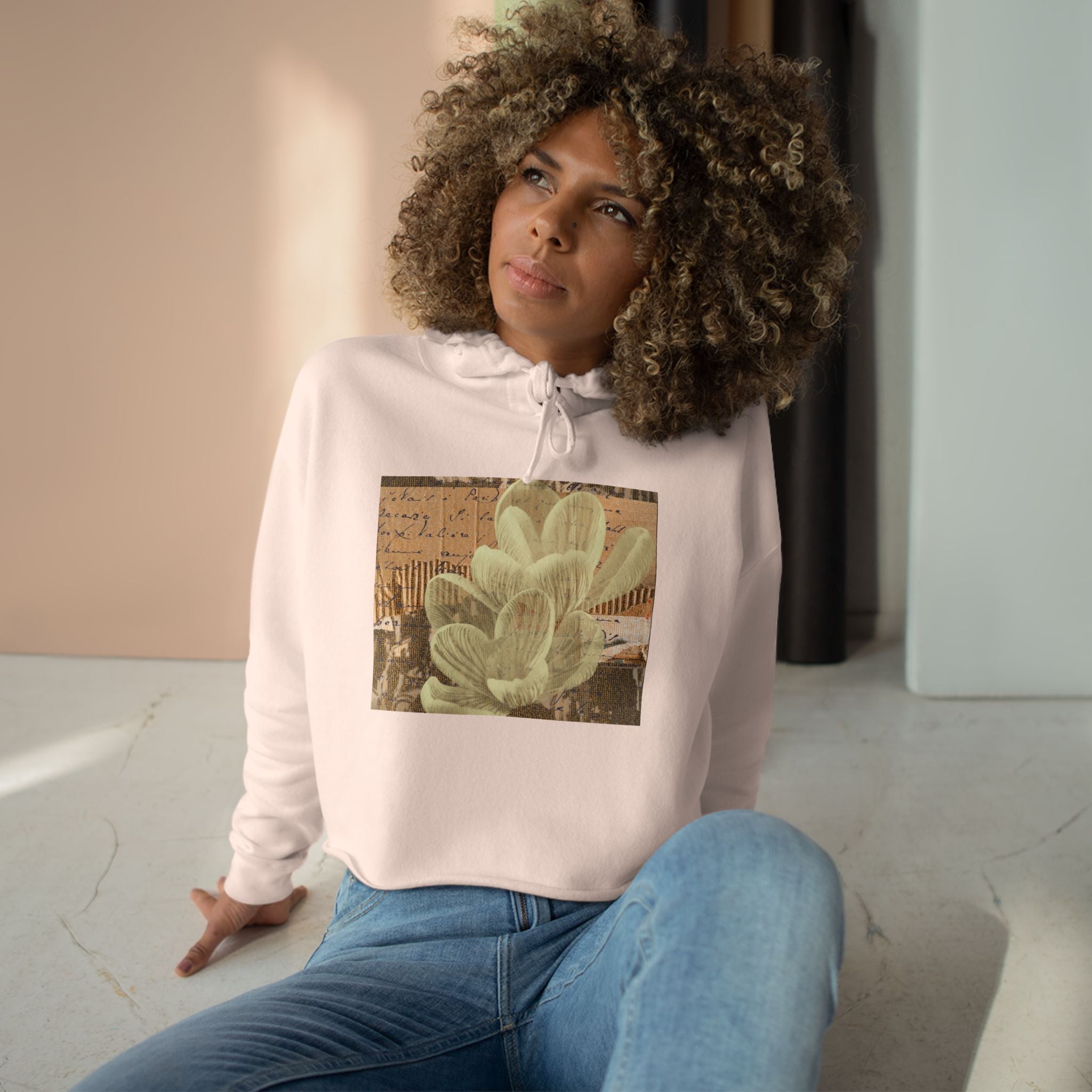 Vintage Crop Hoodie, Stylish Summer Hoodie, Trendy Casual Wear, Gift for Plant Lovers, Cozy Fashion Statement