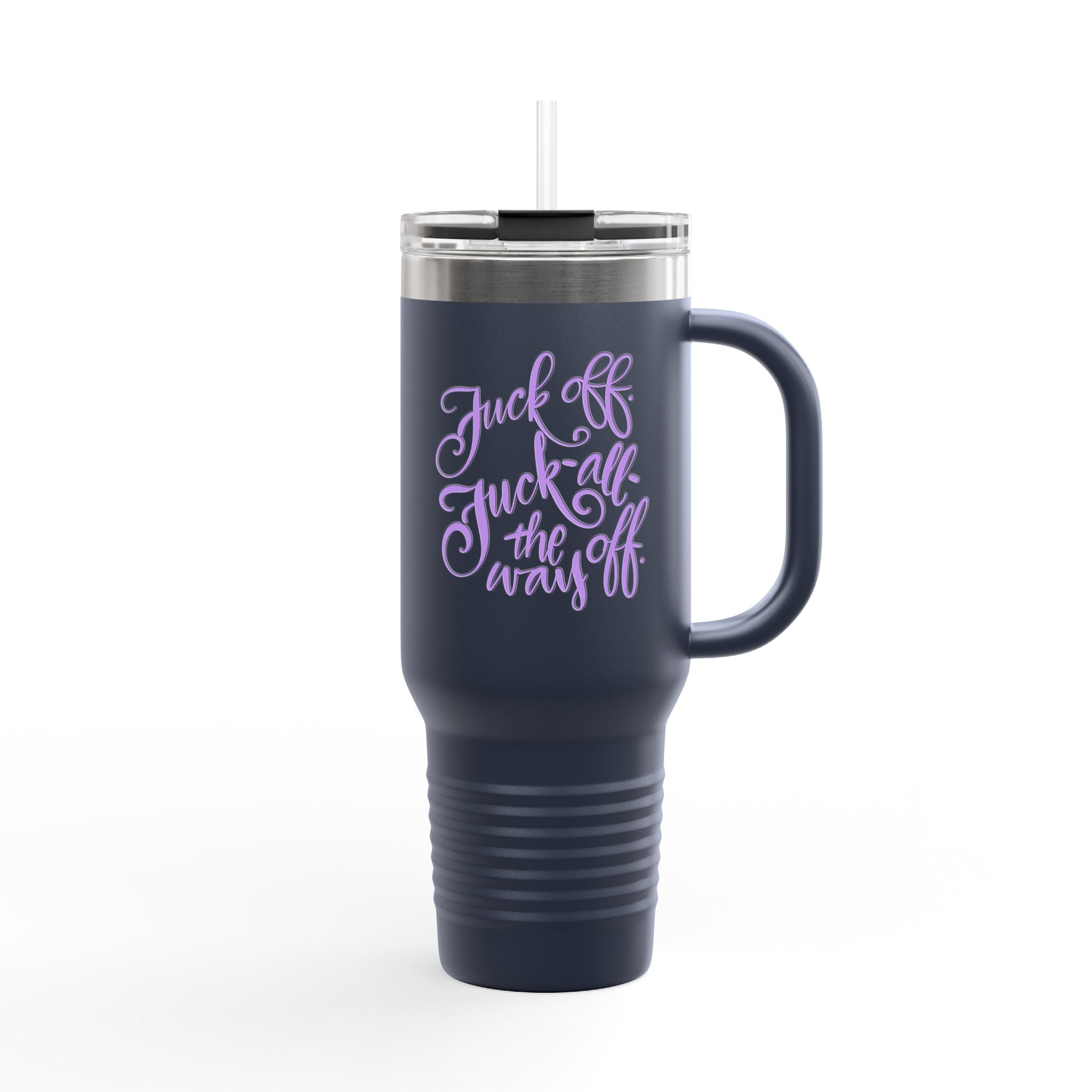 Funny Insulated Travel Mug - 40oz with 'Fuck Off' Hand-drawn