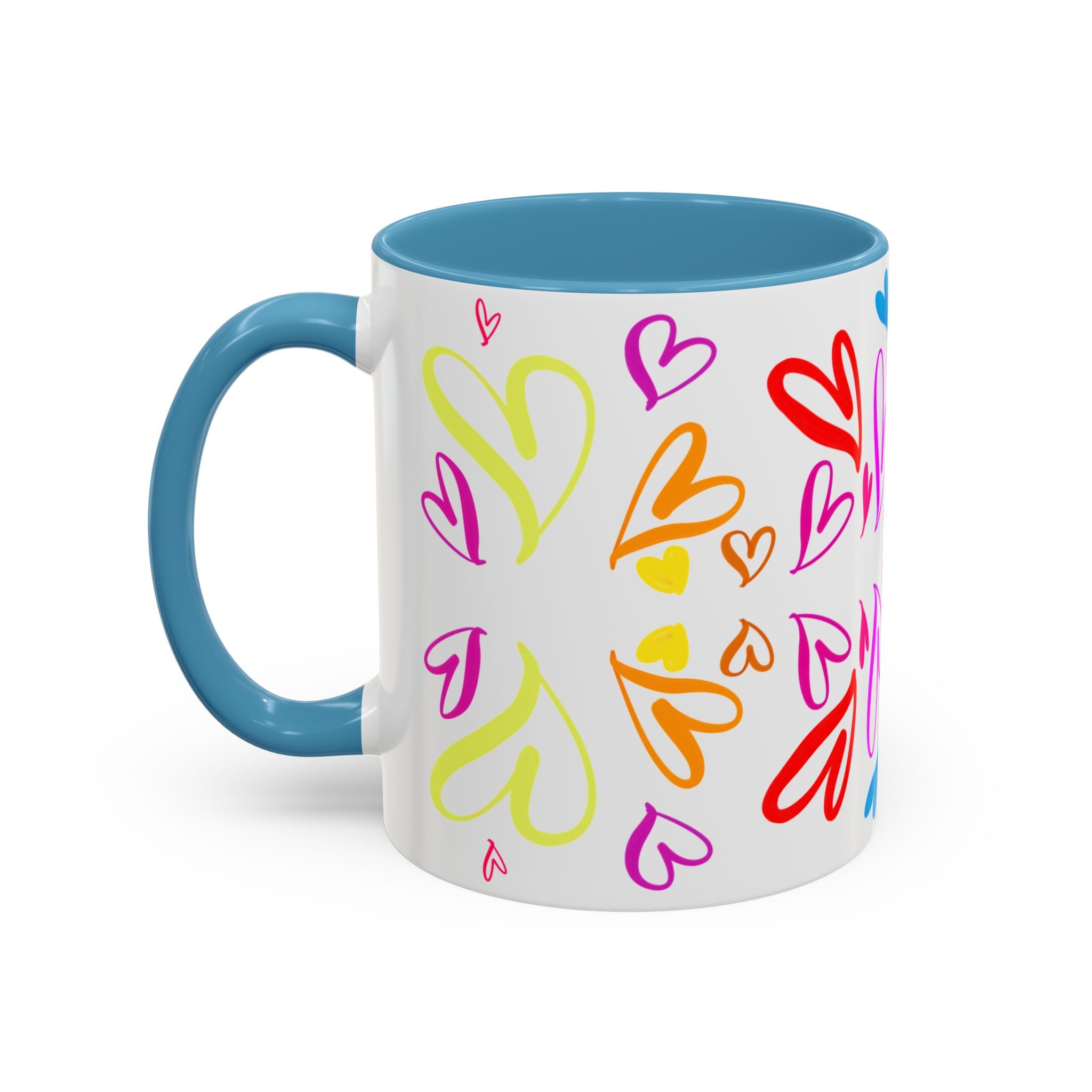 Colorful Heart Accent Coffee Mug | Perfect Gift for Valentine’s Day, Birthdays, Love Notes, and Cozy Mornings