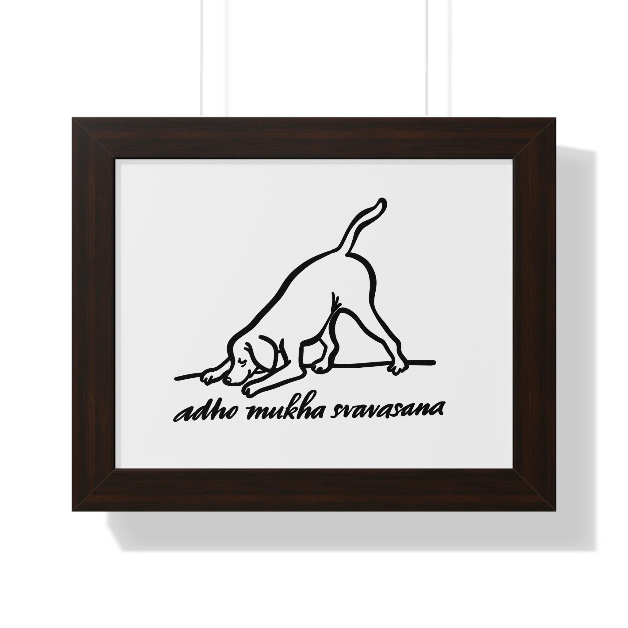 Framed Horizontal Poster - Adho Mukha Svanasana Dog Art for Pet Lovers