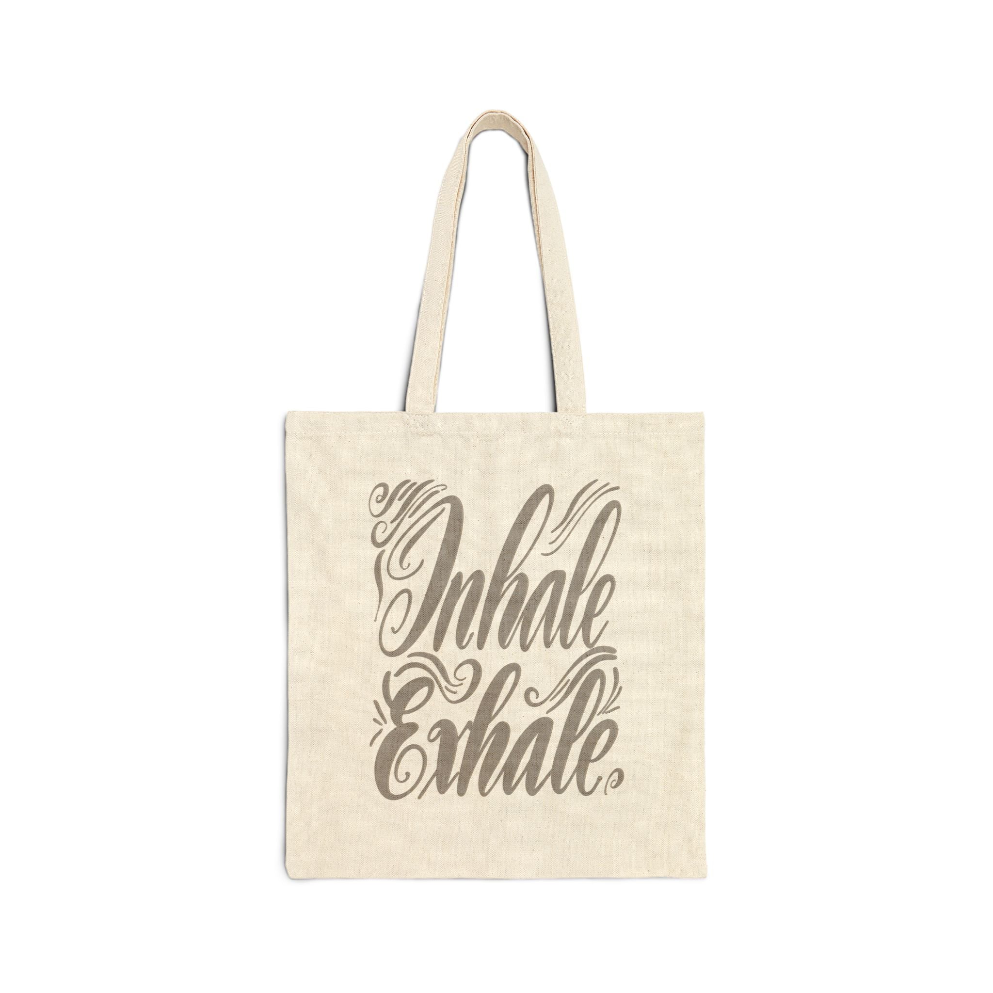 Inhale/Exhale Mindful Moments Tote Bag - Eco-Friendly Cotton Canvas, Perfect Gift for Yoga Lovers, Tote for Groceries, Yoga Bag, Reusable Shopping Bag