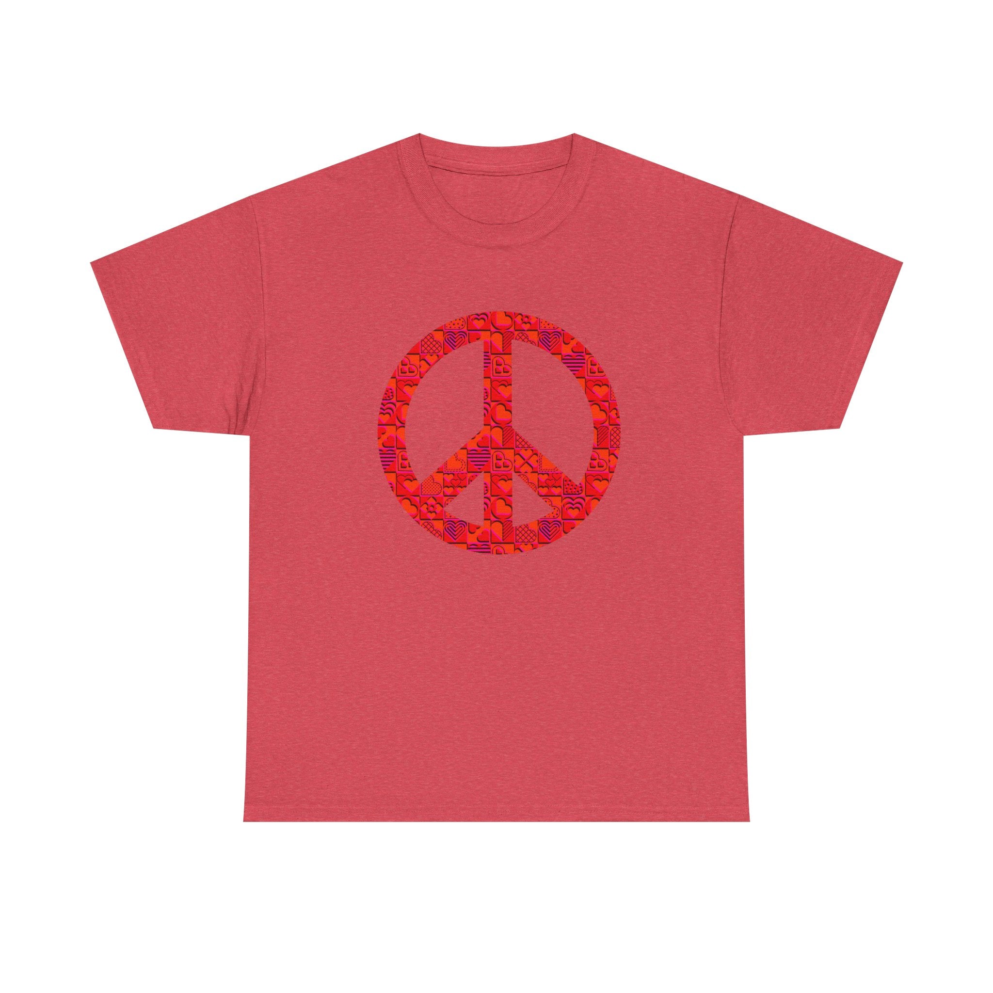 Peace Symbol Unisex Heavy Cotton Tee - Vibrant Red Design for Casual Wear