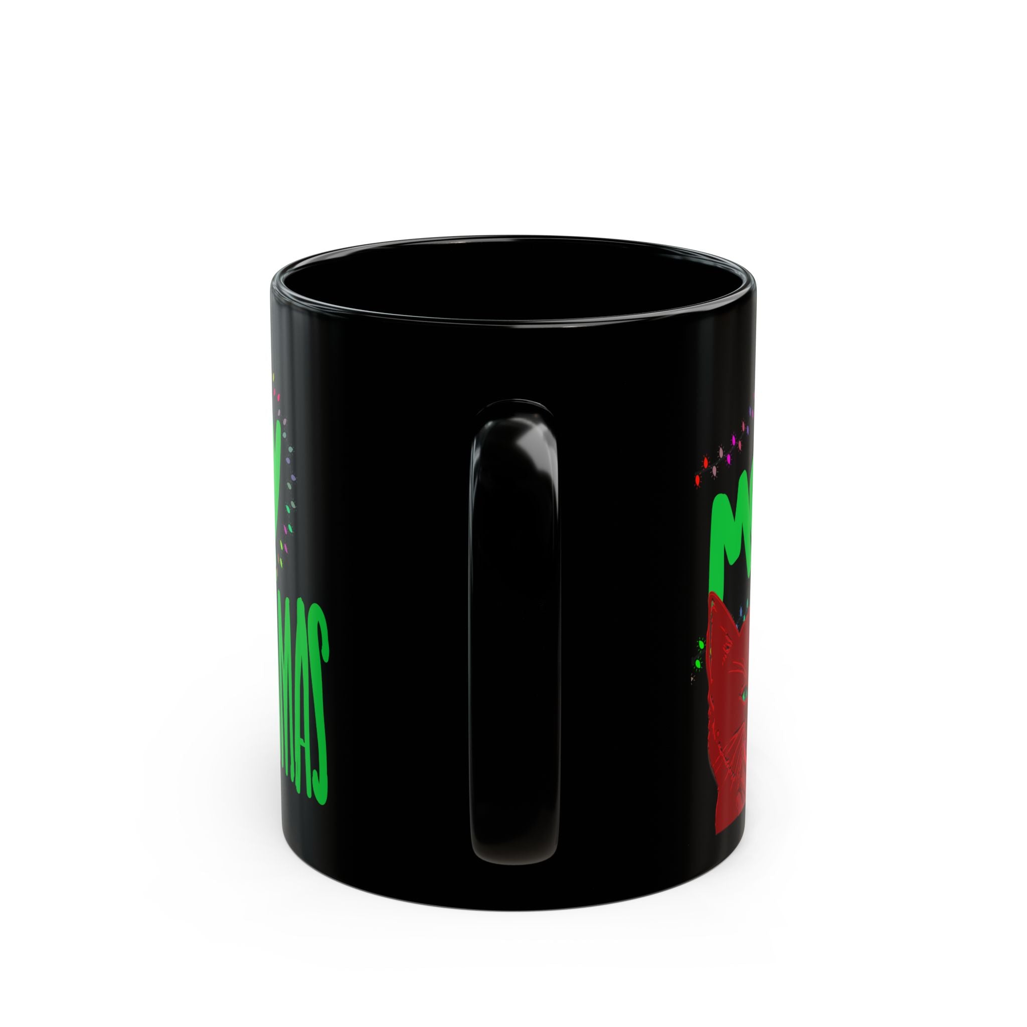 MEOWY HISSMAS Black Mug (11oz)