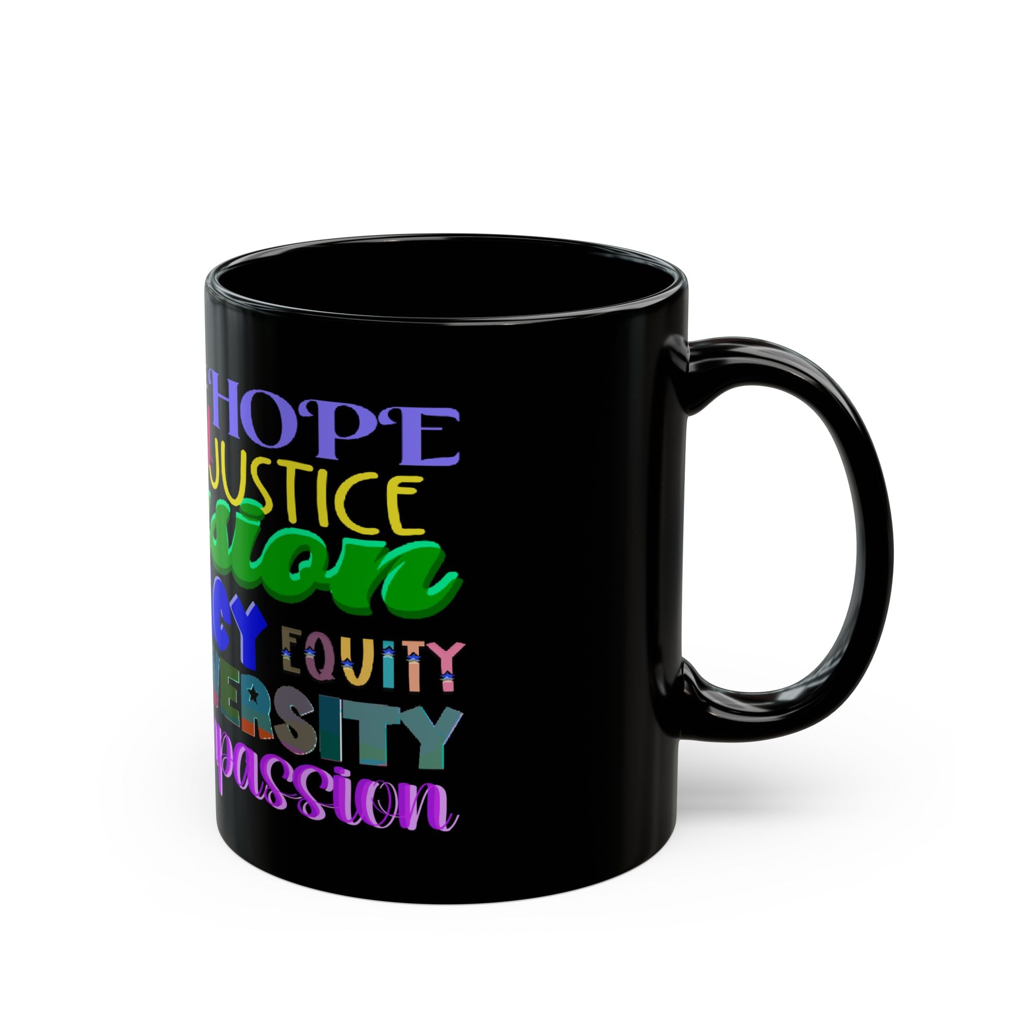 INCLUSIVE VALUES TO LIVE BY Black Mug (11oz)