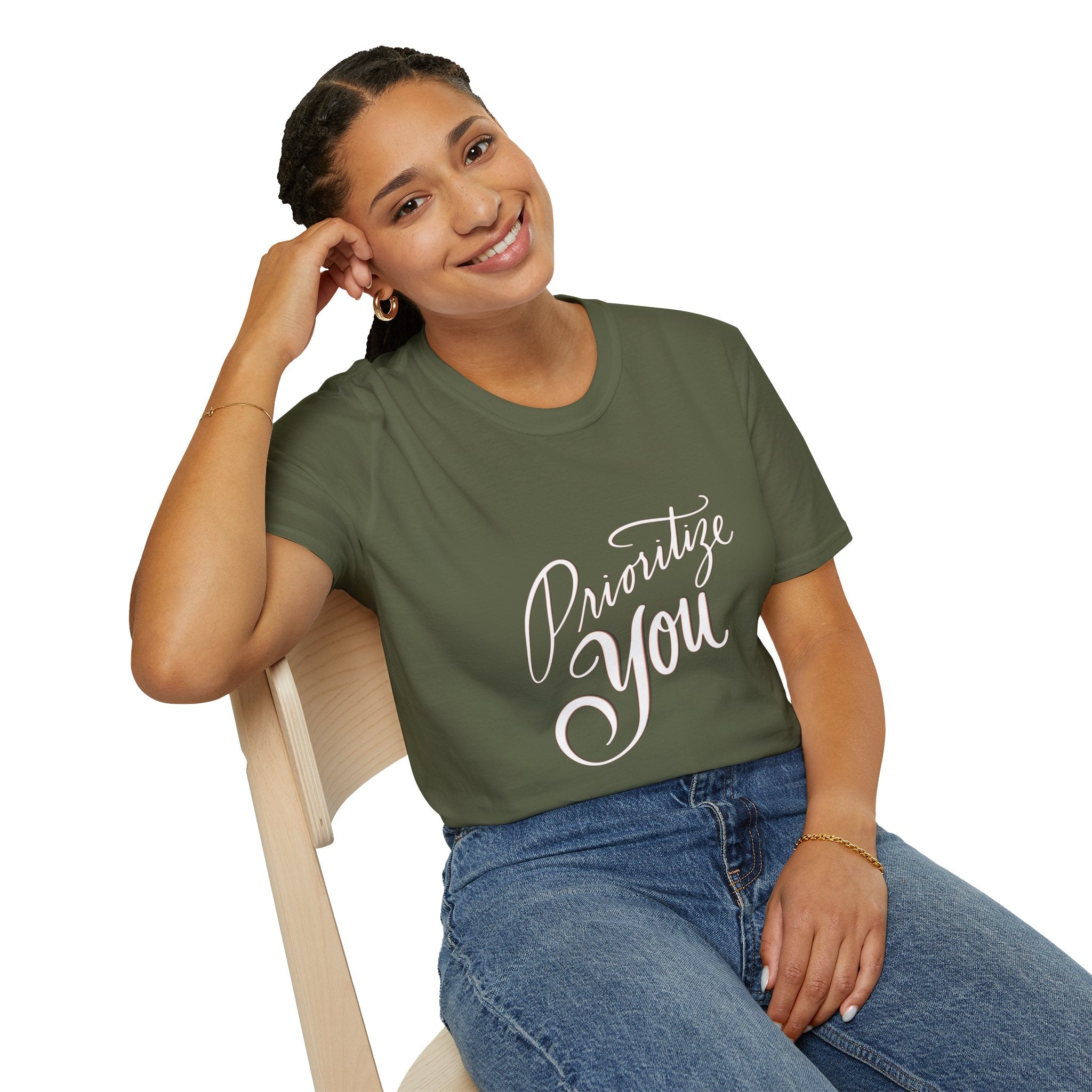 T-Shirt — 'Prioritize You' Handlettered Self-Care Tee
