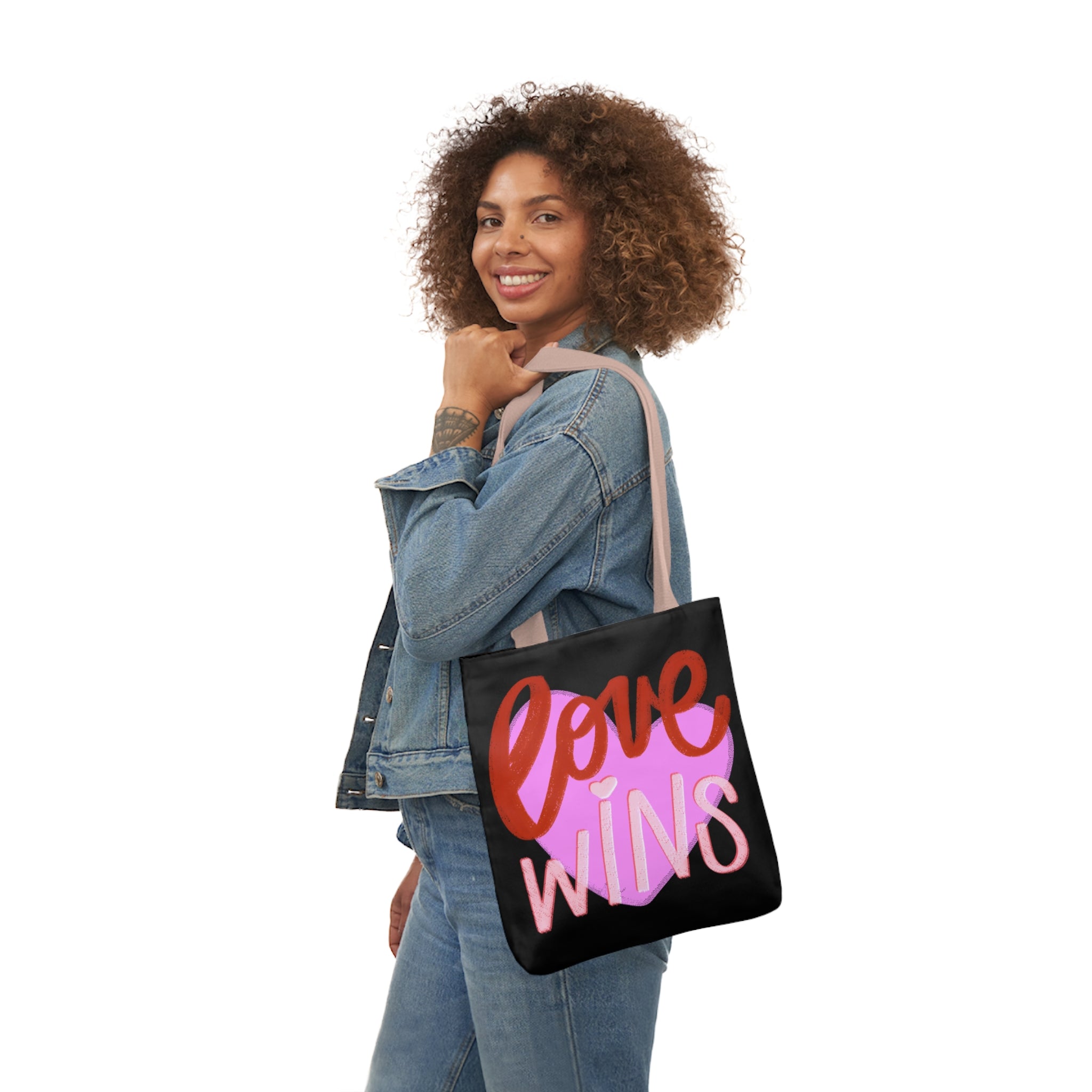 LOVE WINS Canvas Tote Bag, 5-Color Straps