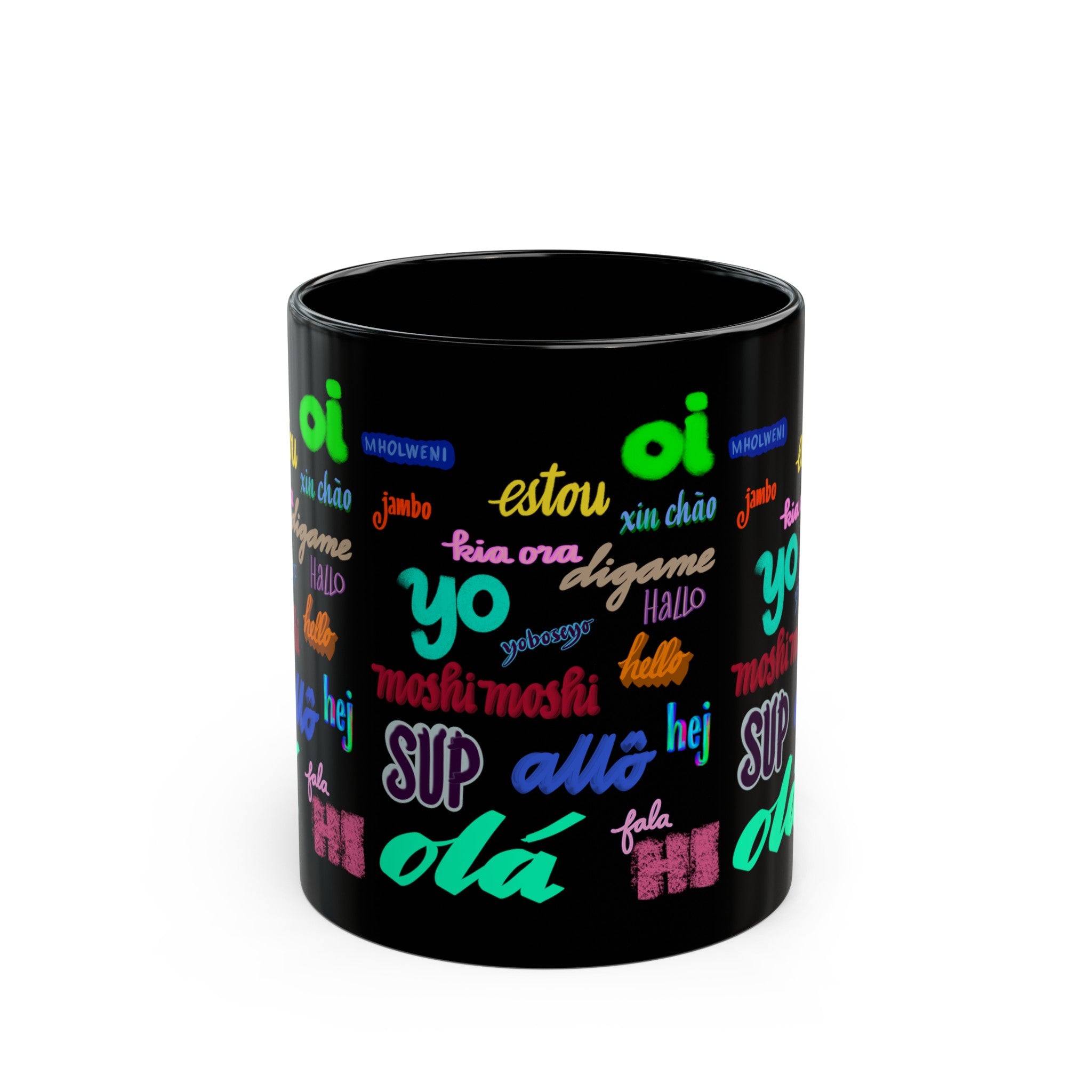 HELLO HELLO Black Mug (11oz, 15oz)