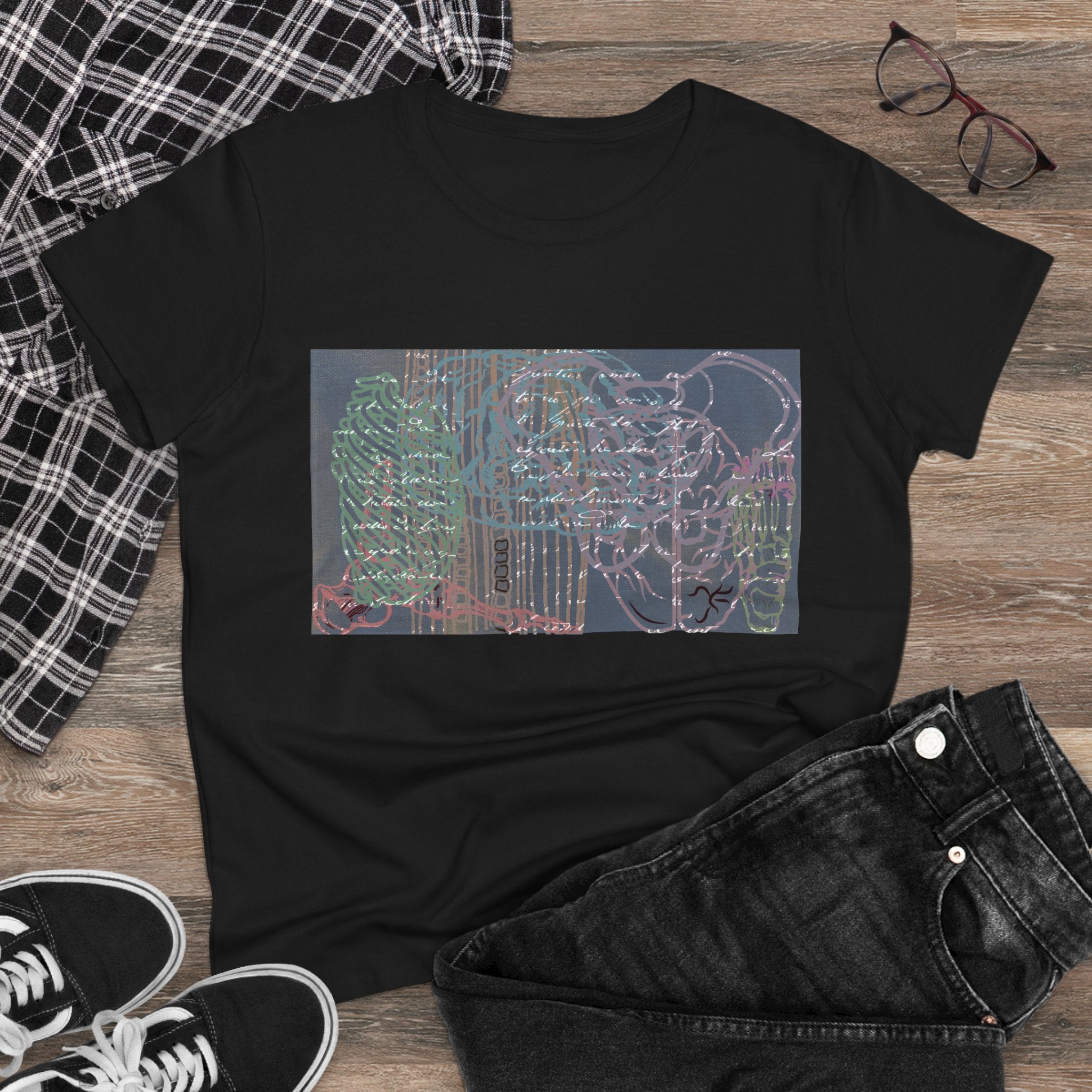 Artistic Women's Cotton Tee, Graphic T-Shirt, Casual Wear, Gift for Her, Summer Top, Unique Fashion, Everyday Wear
