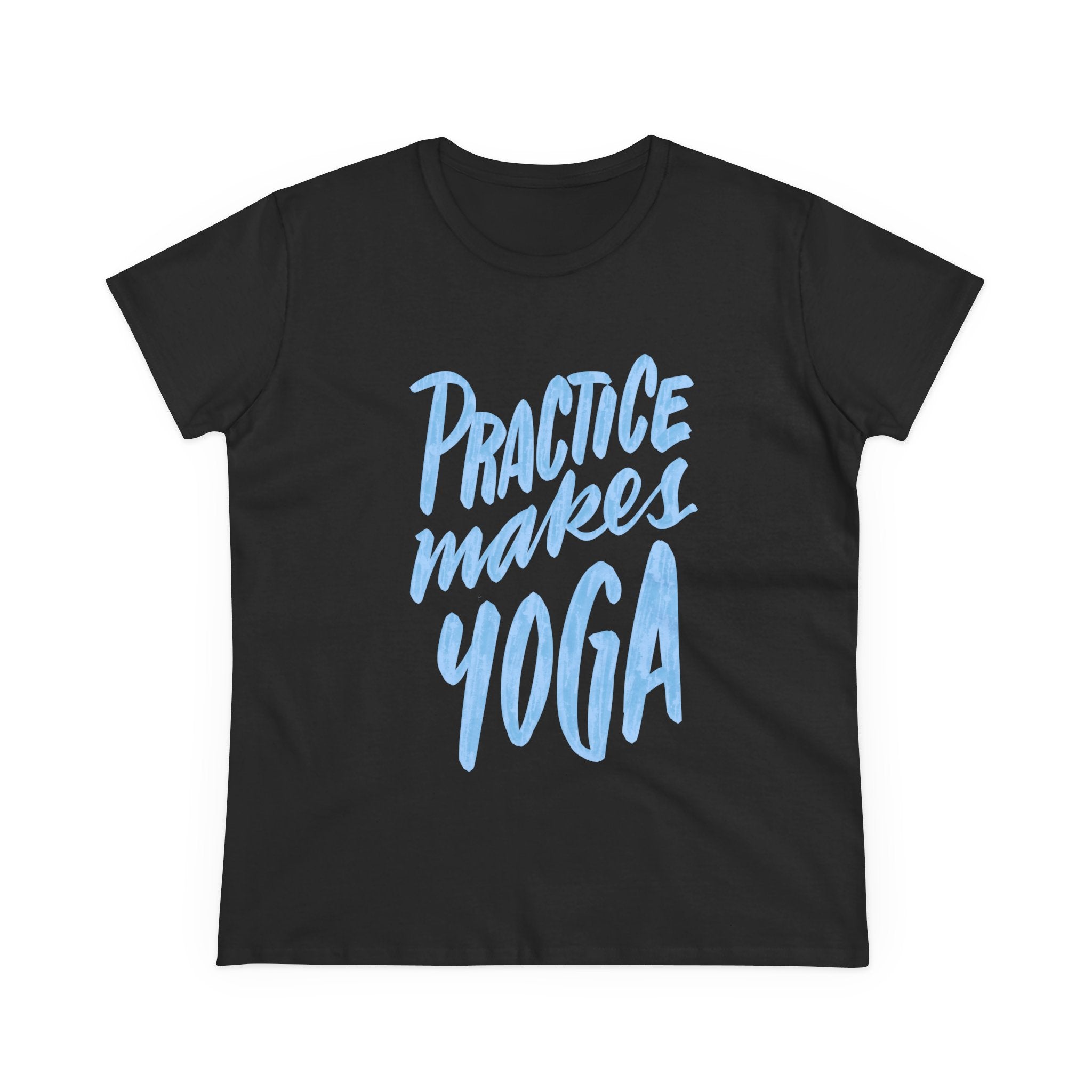 Women's Yoga Cotton Tee - "Practice Makes Yoga" Shirt, Fitness Apparel, Gift for Yogis, Cozy Casual Wear, Motivational T-Shirt